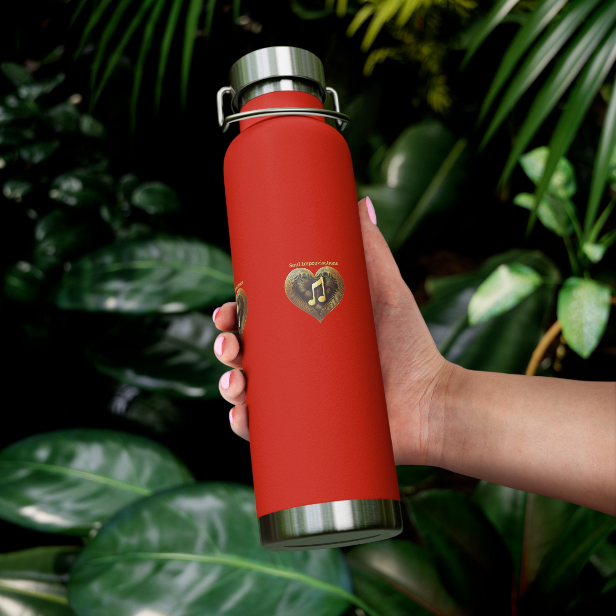 Gold Musical Heart Copper Vacuum Insulated Water Bottle - Image 2