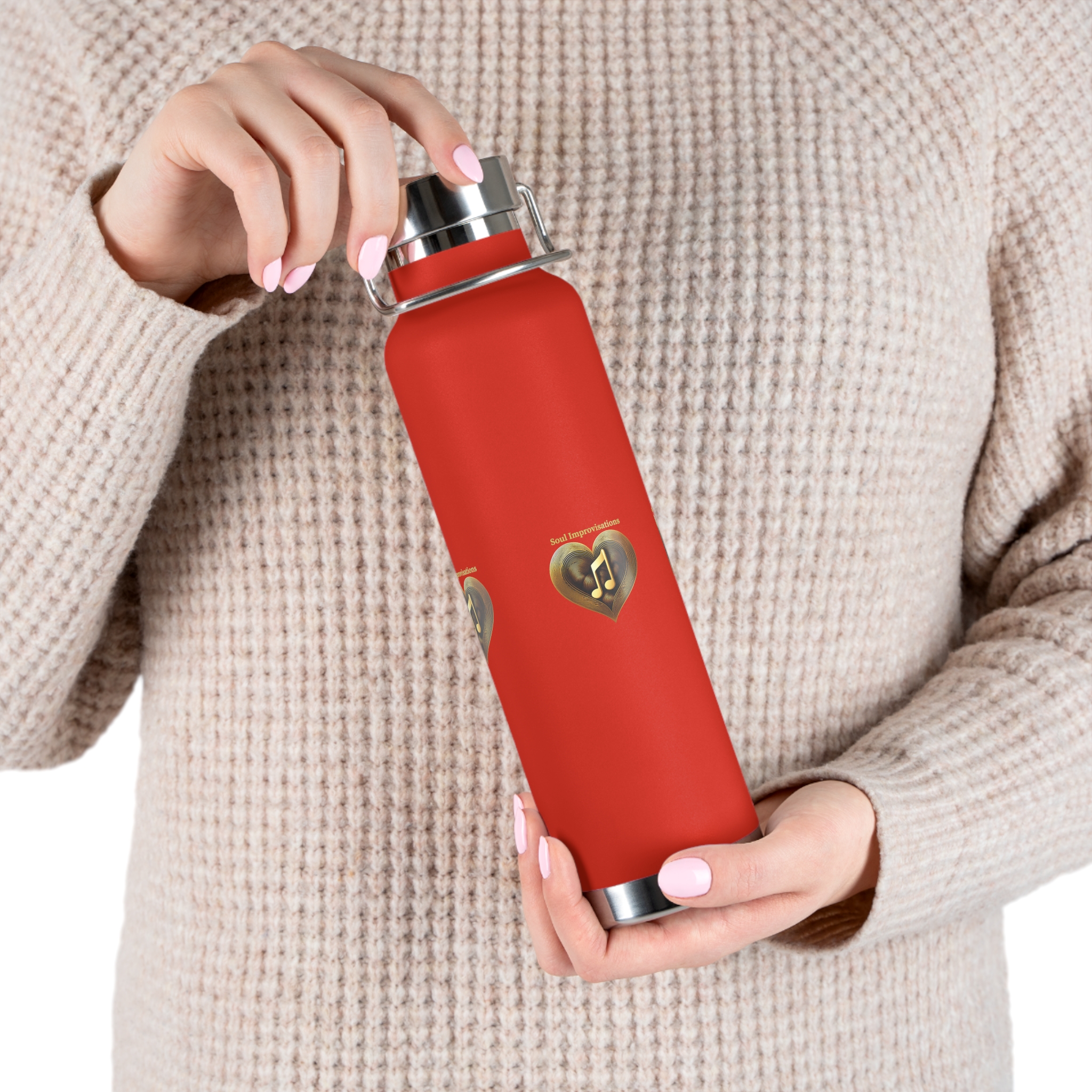 Gold Musical Heart Copper Vacuum Insulated Water Bottle - Image 7