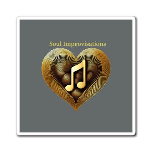 Gold Musical Heart Home Magnet - Grey
