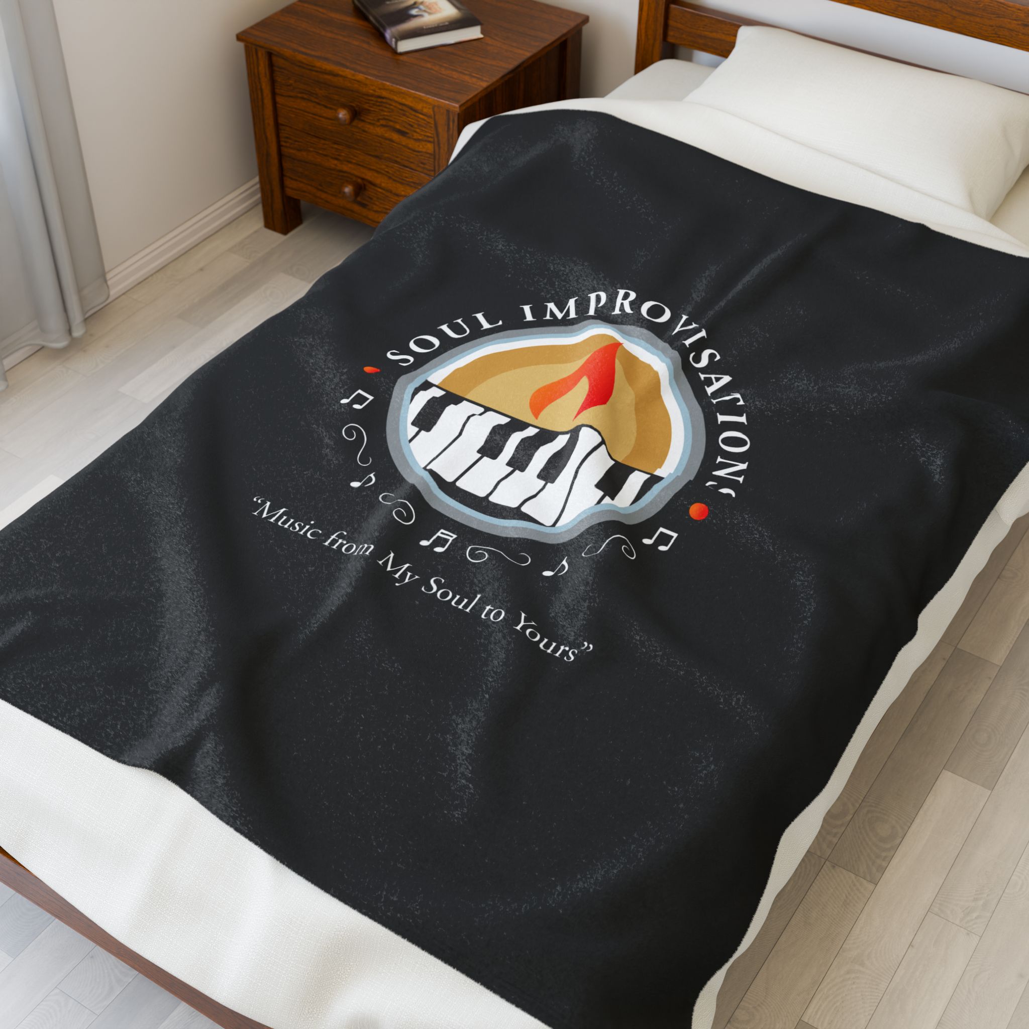 Soul Improvisations Velveteen Plush Blanket - Black