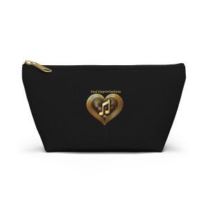 Gold Musical Heart Accessory Pouch - Black