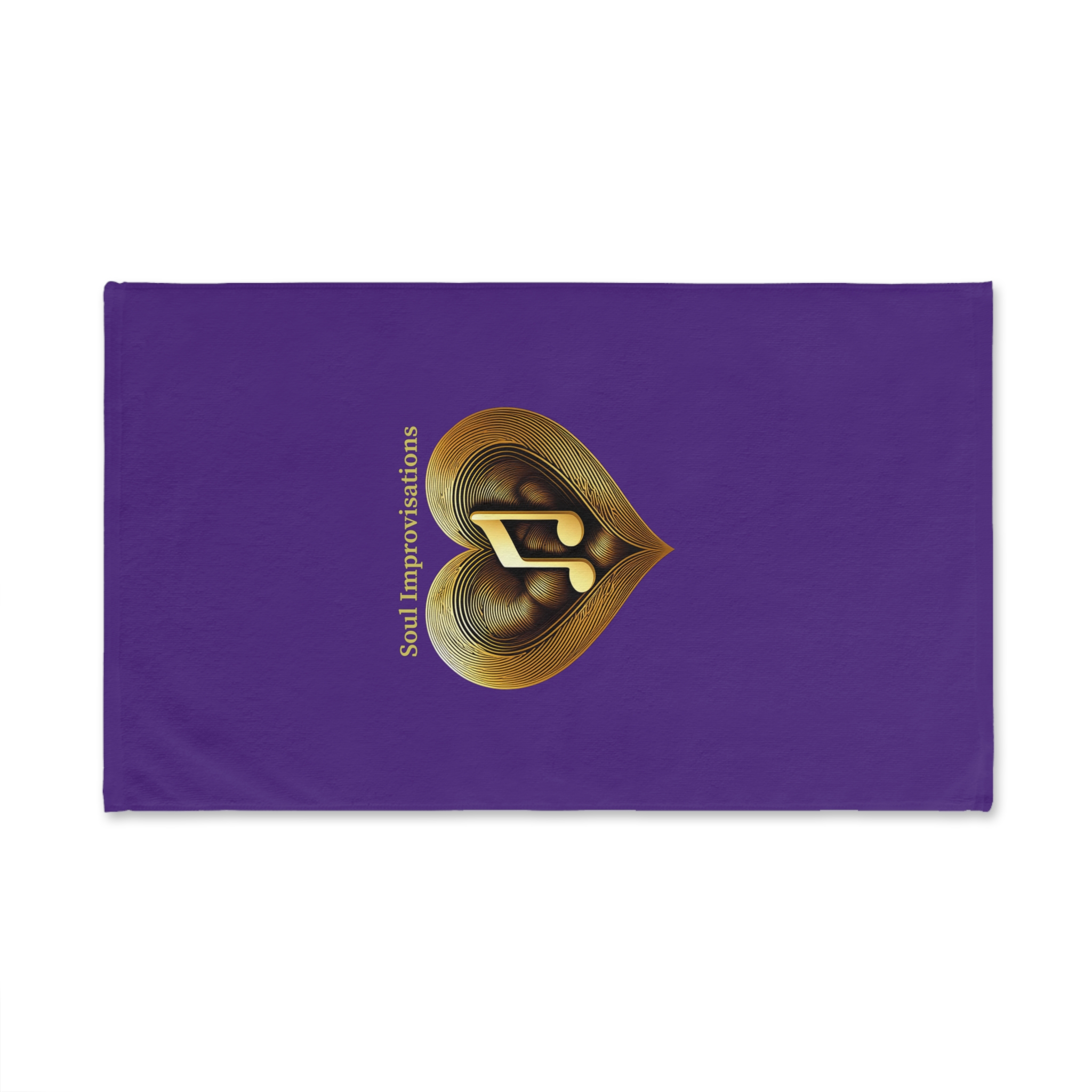 Gold Musical Heart Hand Towel - Purple - Image 2
