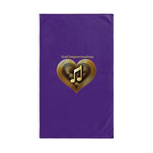 Gold Musical Heart Hand Towel - Purple