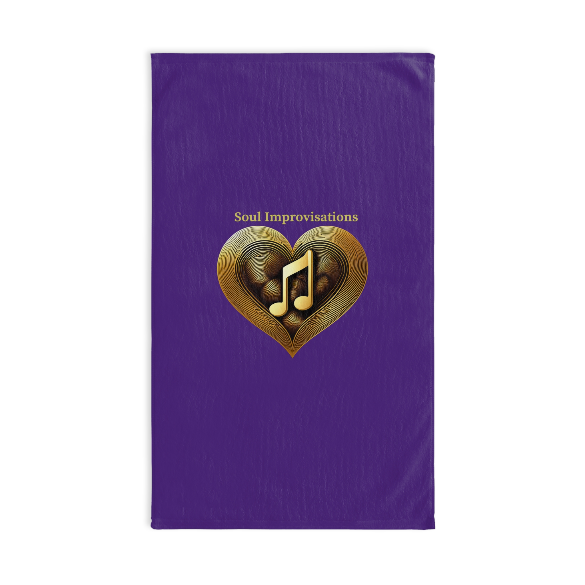 Gold Musical Heart Hand Towel - Purple