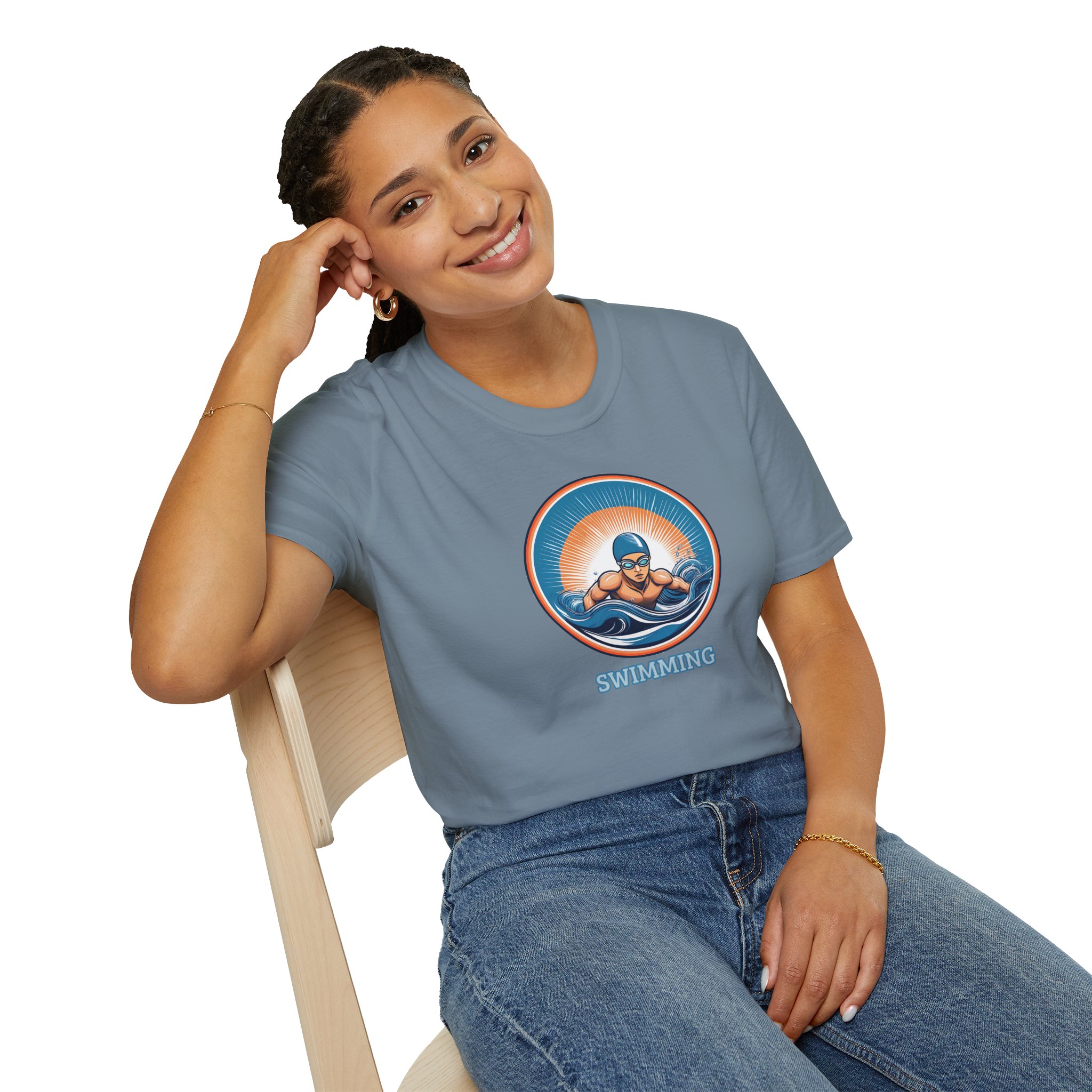 Men's Swimming - Unisex Softstyle Short Sleeve T-Shirt - Image 21