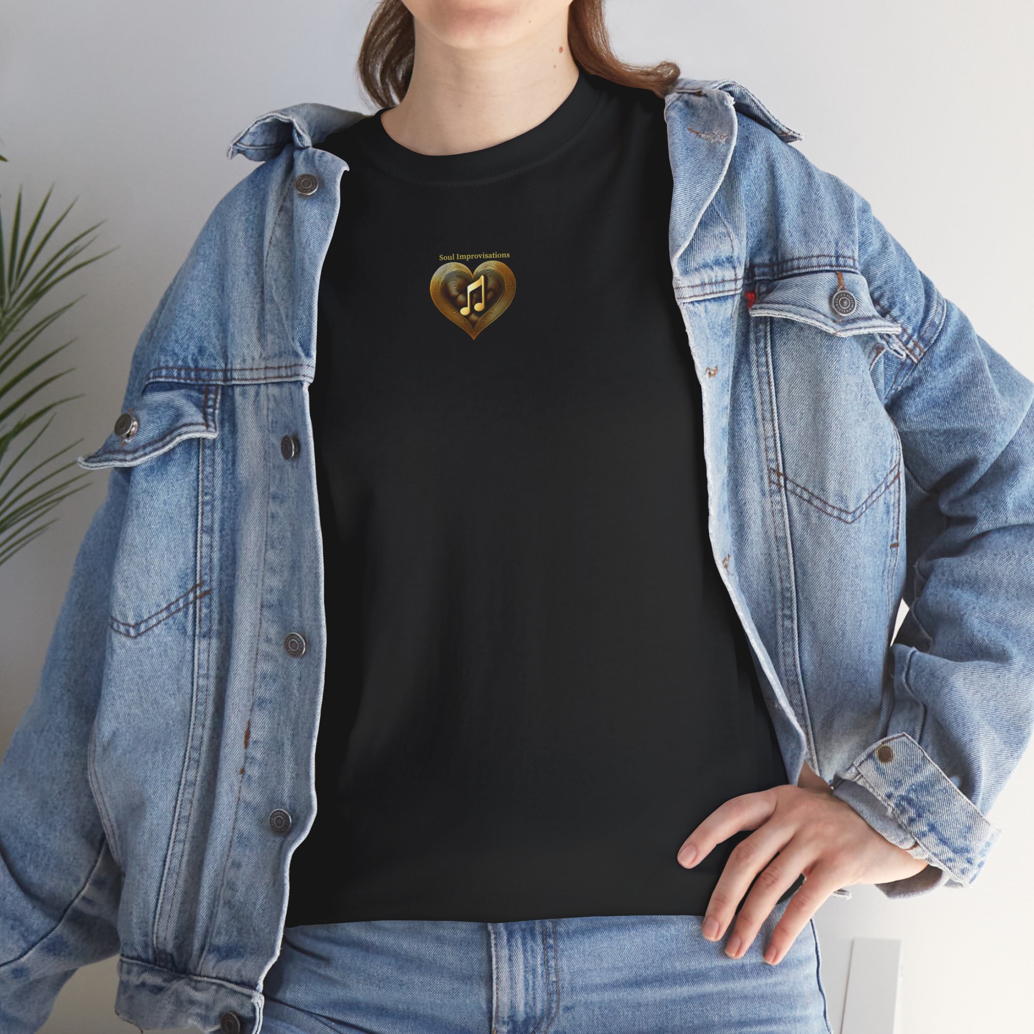 Gold Musical Heart Unisex Heavy Cotton Short Sleeve T-Shirt - Image 7