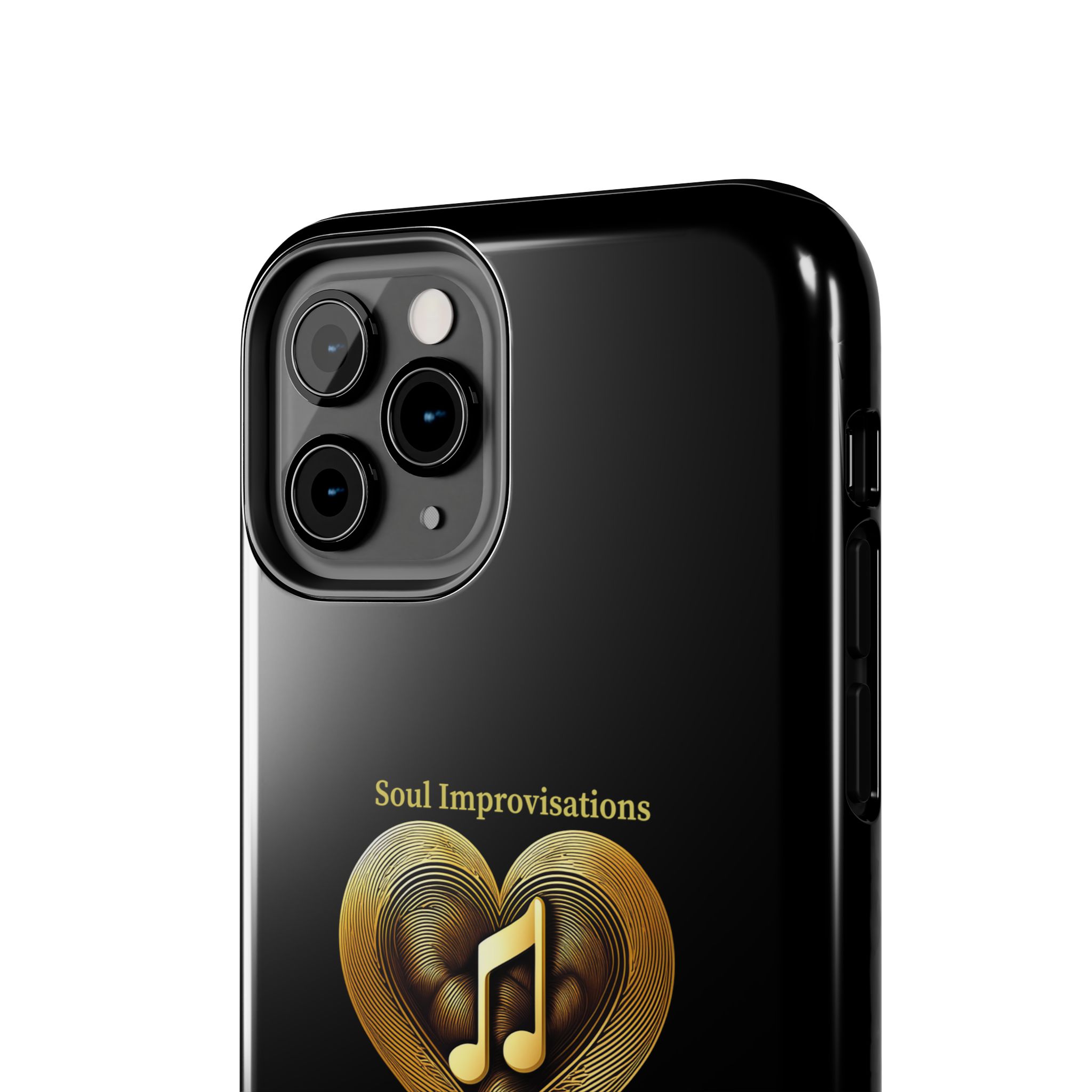 Gold Musical Heart Tough Phone Case - Black - Image 23