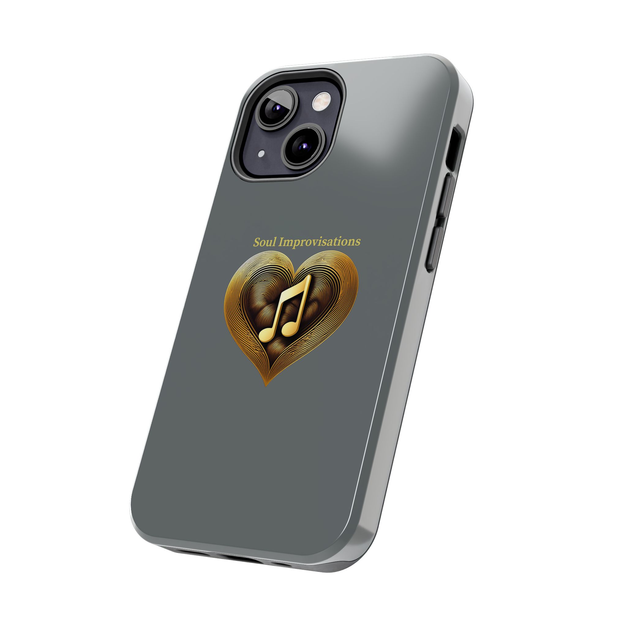Gold Musical Heart Tough Phone Case - Grey - Image 50