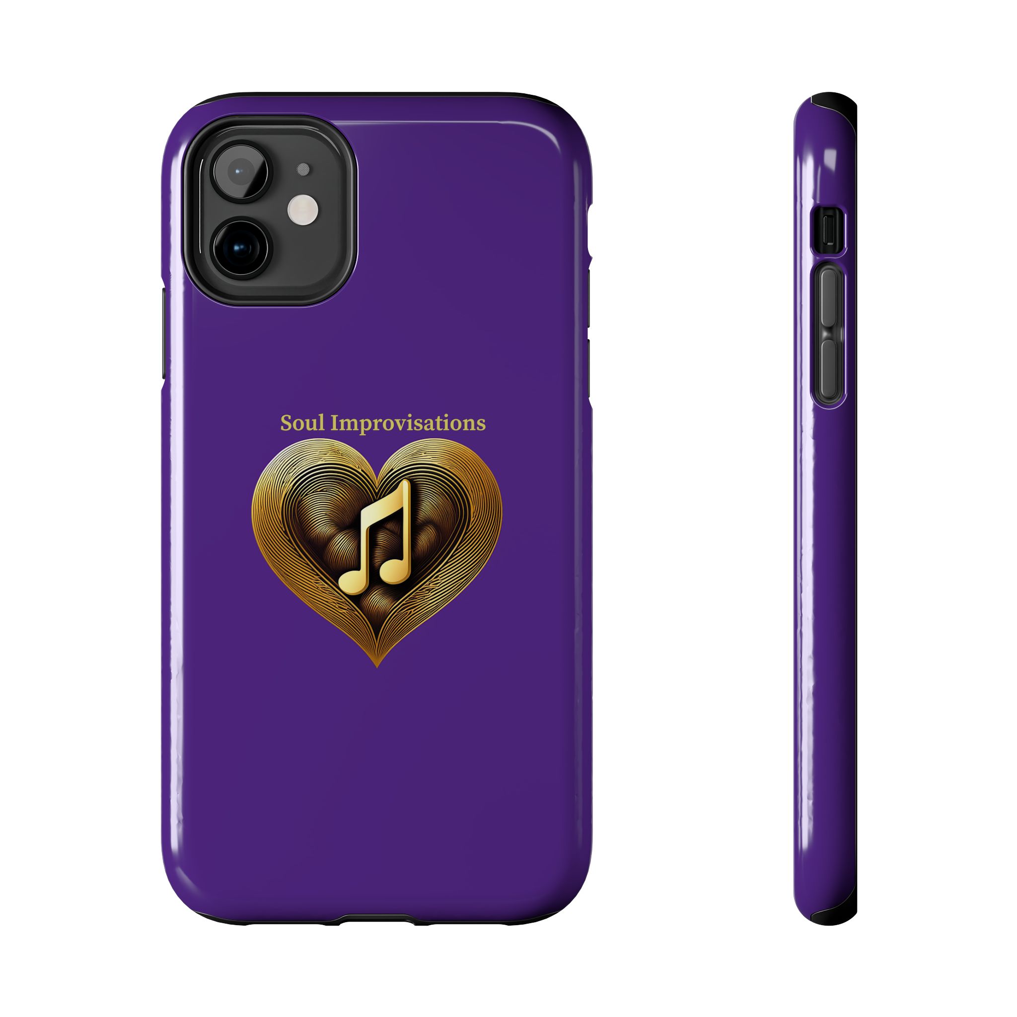 Gold Musical Heart Tough Phone Case - Purple - Image 16
