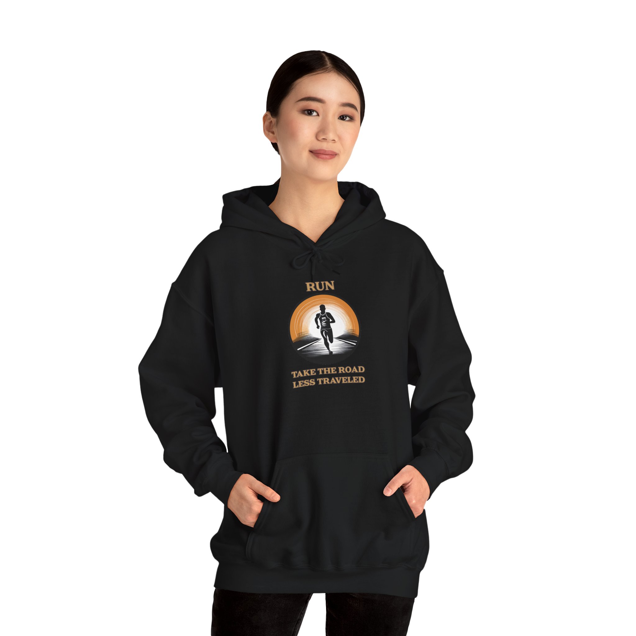 Running - Take The Road Less Traveled Unisex Heavy Blend Pullover Hooded Sweatshirt - Image 4