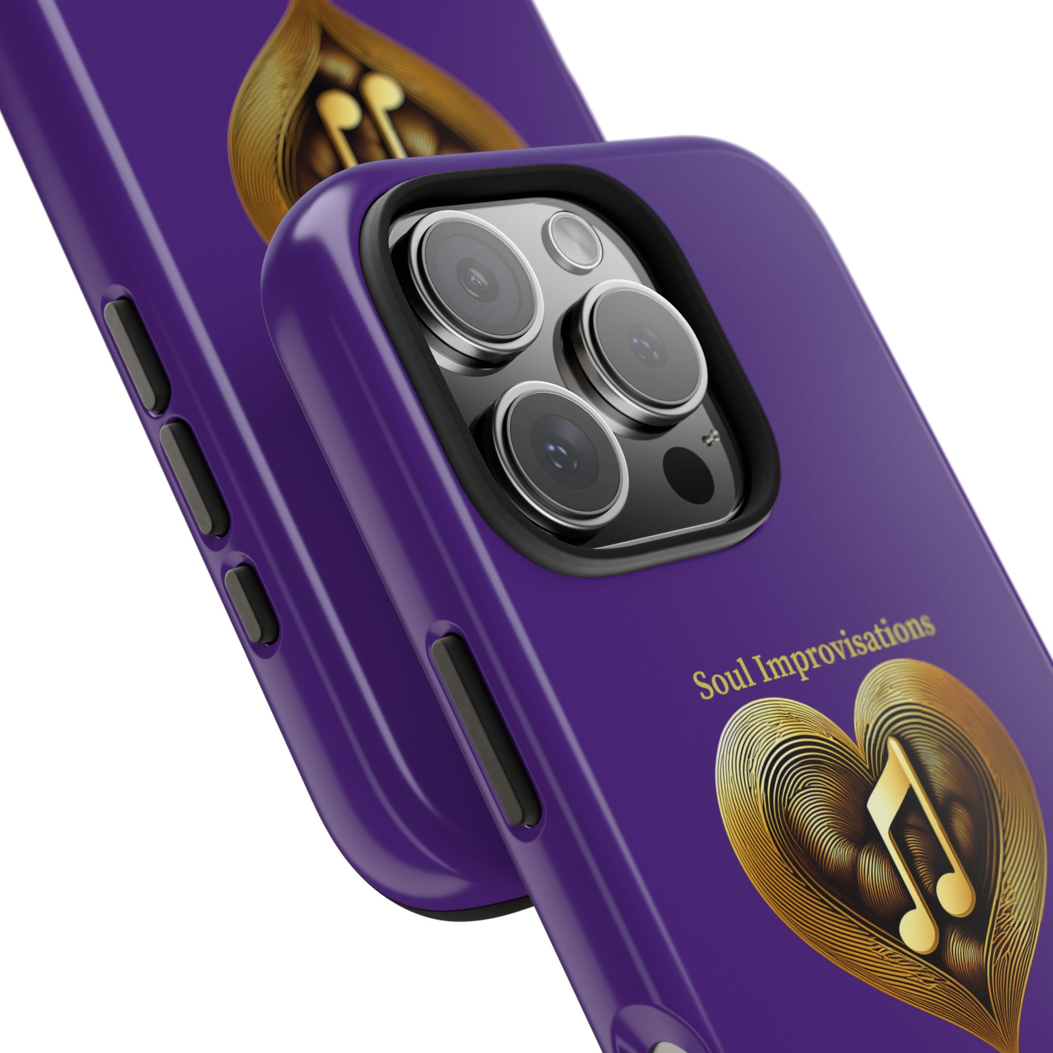 Gold Musical Heart Tough Phone Case - Purple - Image 97