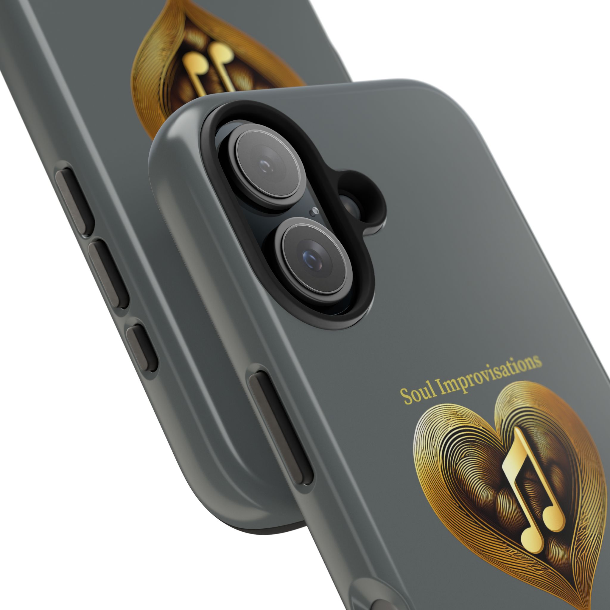 Gold Musical Heart Tough Phone Case - Grey - Image 103