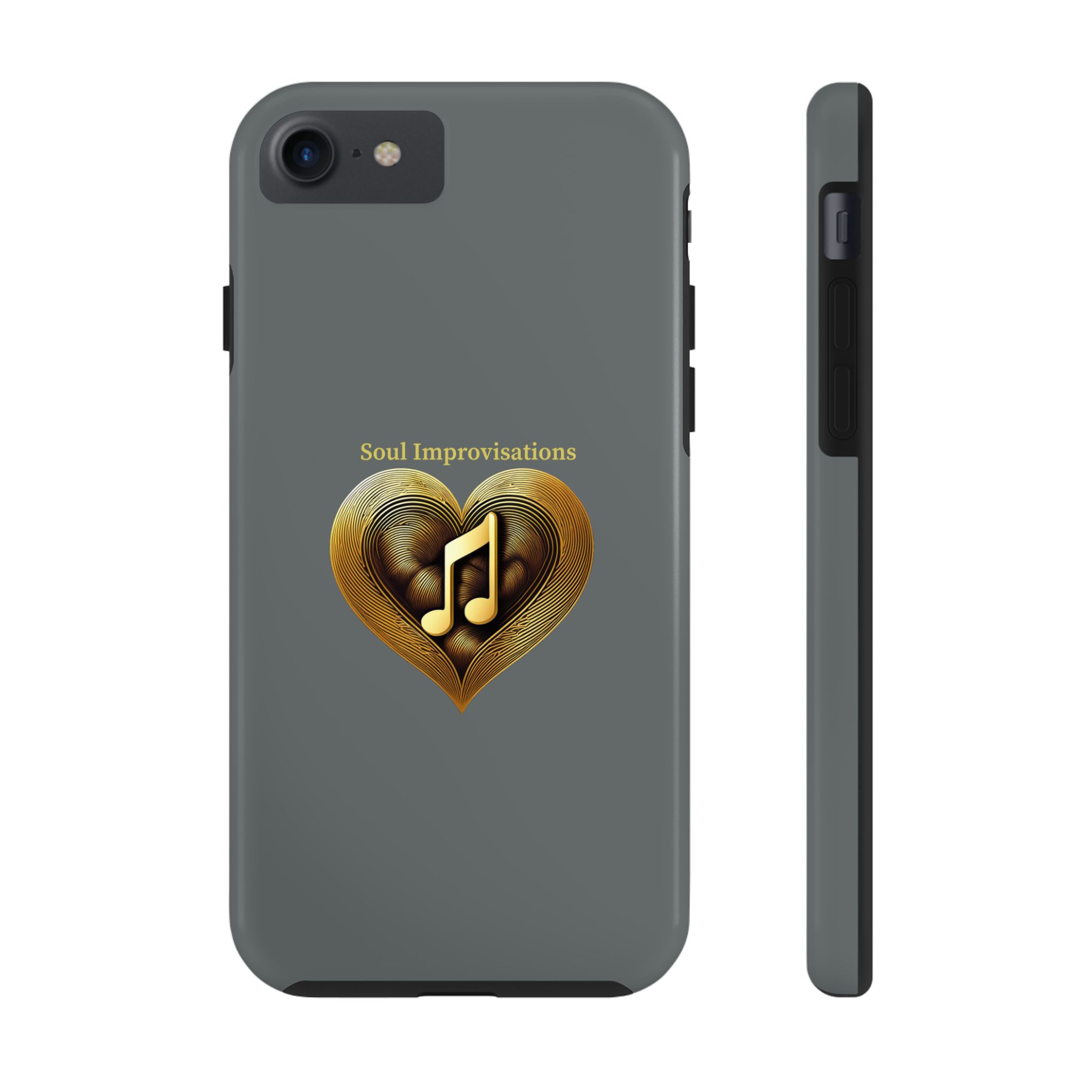 Gold Musical Heart Tough Phone Case - Grey - Image 6
