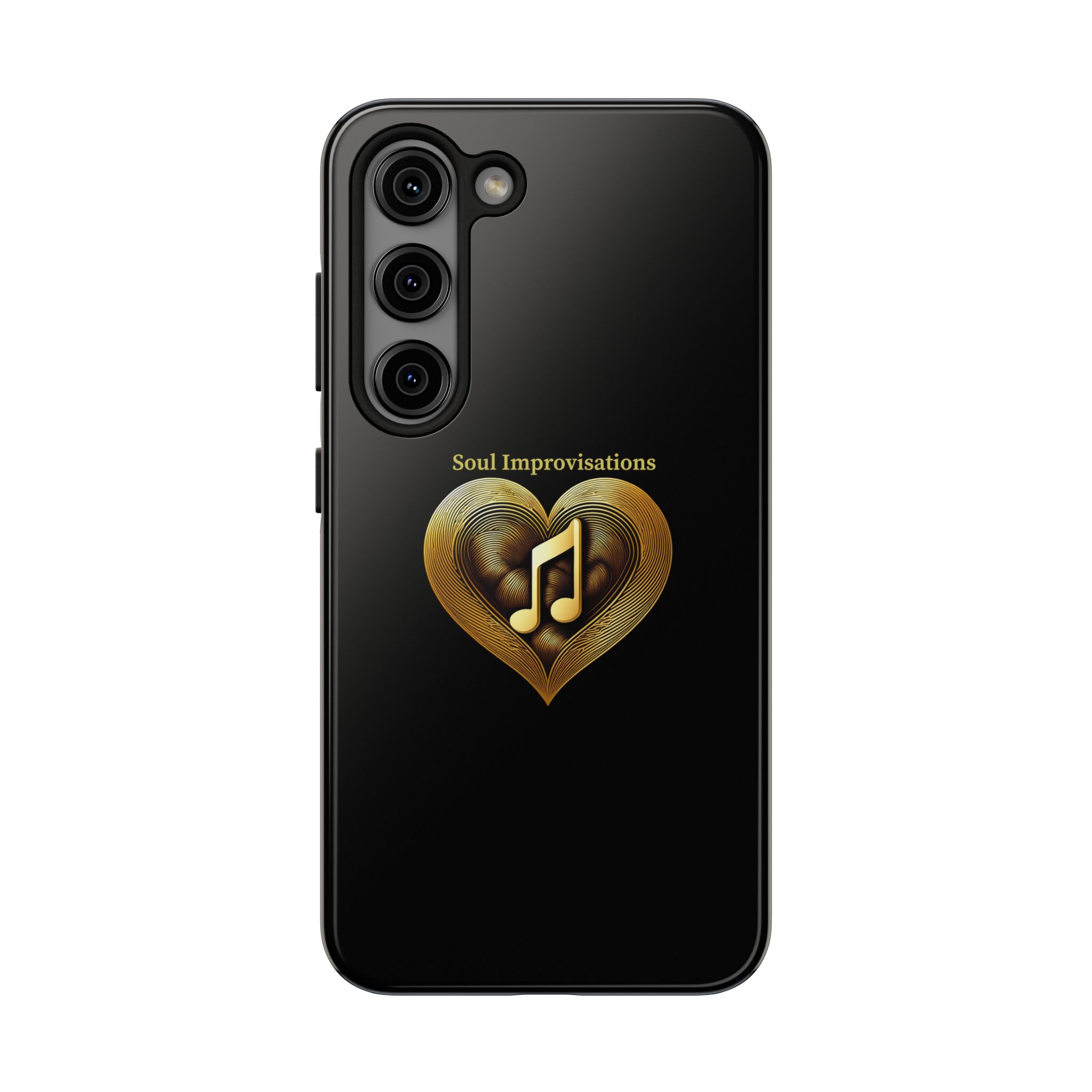 Gold Musical Heart Tough Phone Case - Black - Image 84