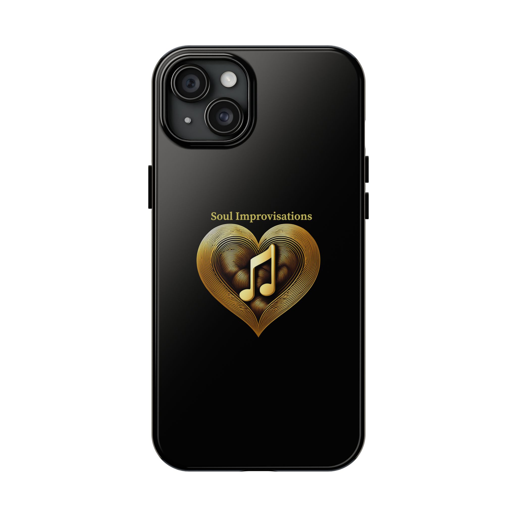 Gold Musical Heart Tough Phone Case - Black - Image 72