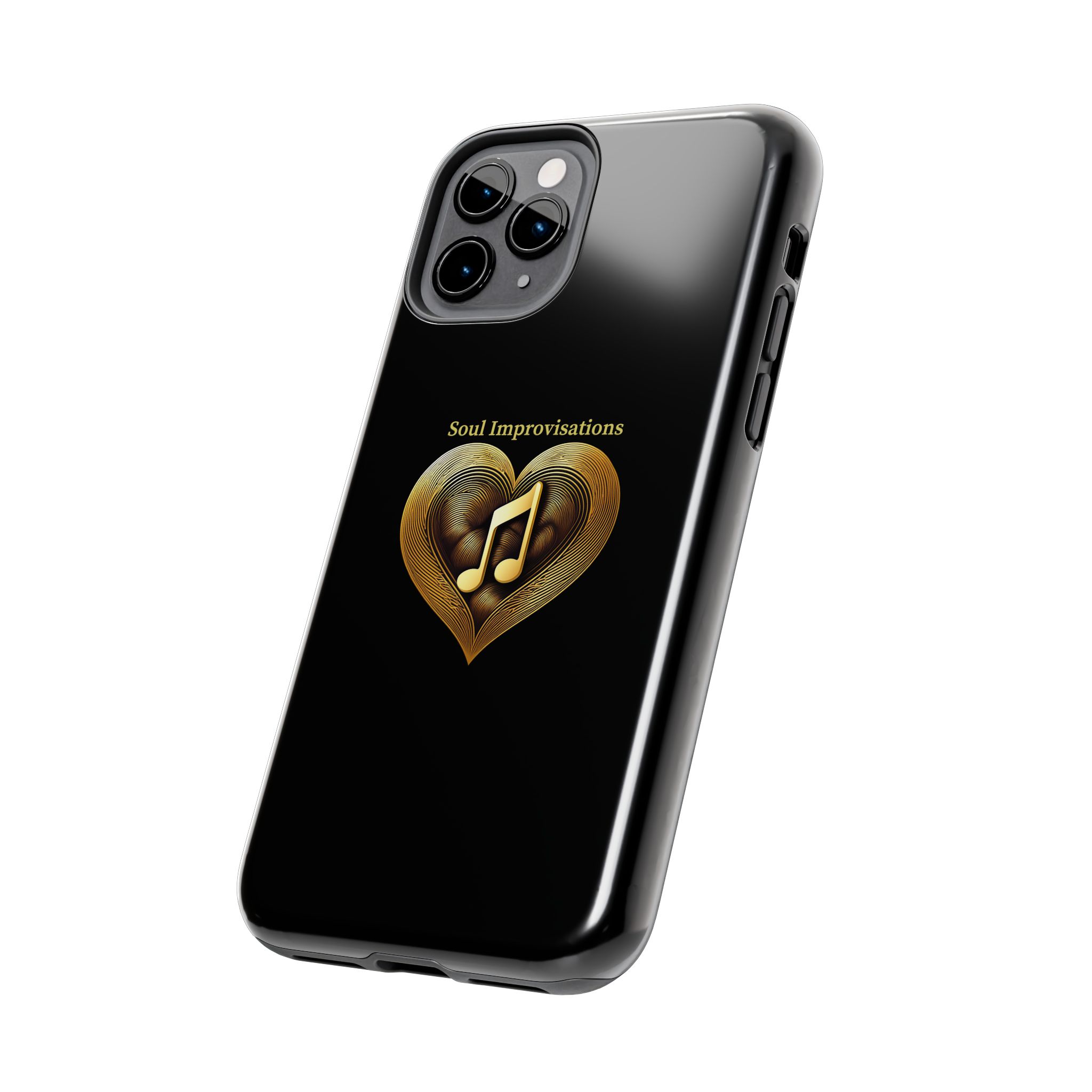 Gold Musical Heart Tough Phone Case - Black - Image 22