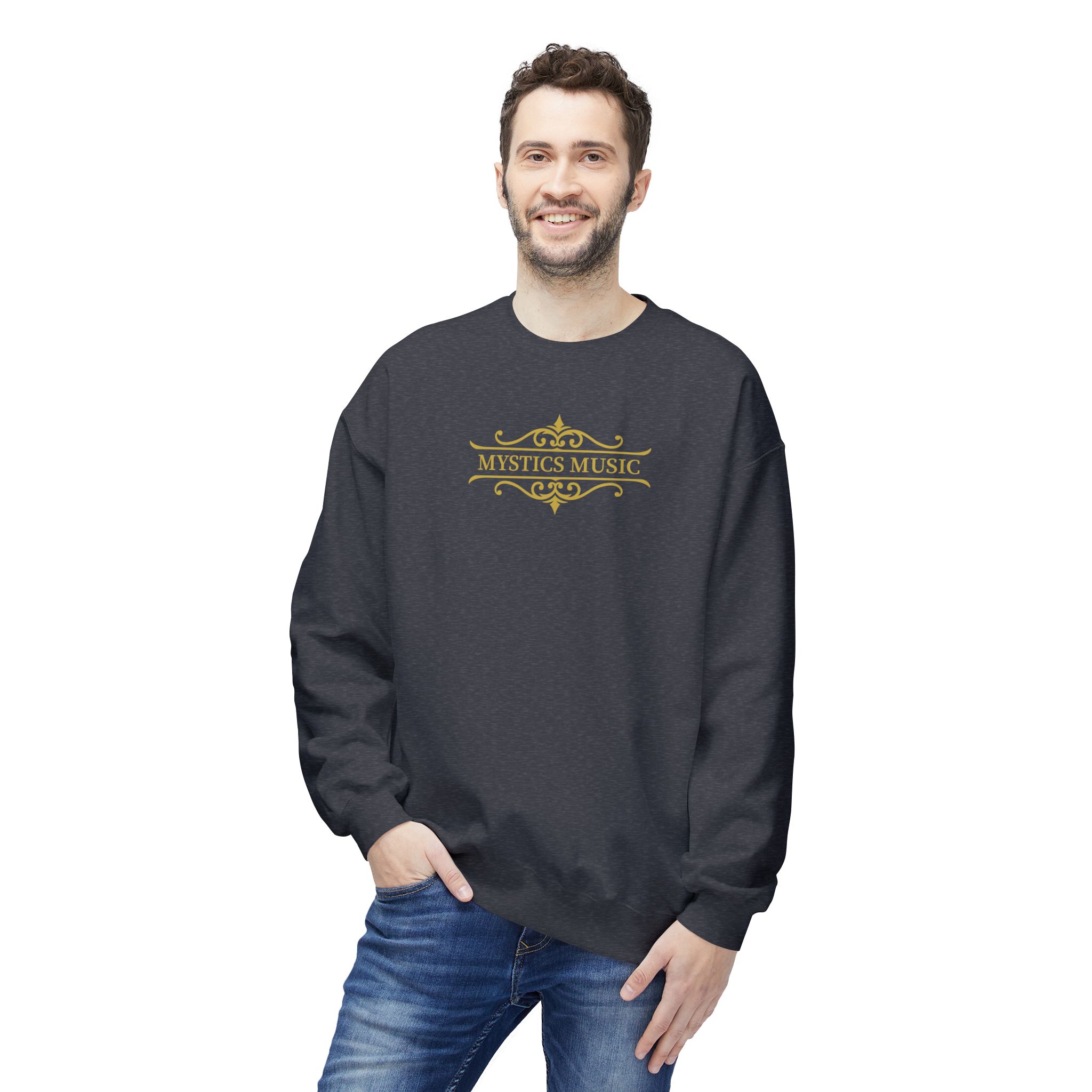 Mystics Music Unisex Midweight Crewneck Sweatshirt (dark colors - large logo) - Image 3
