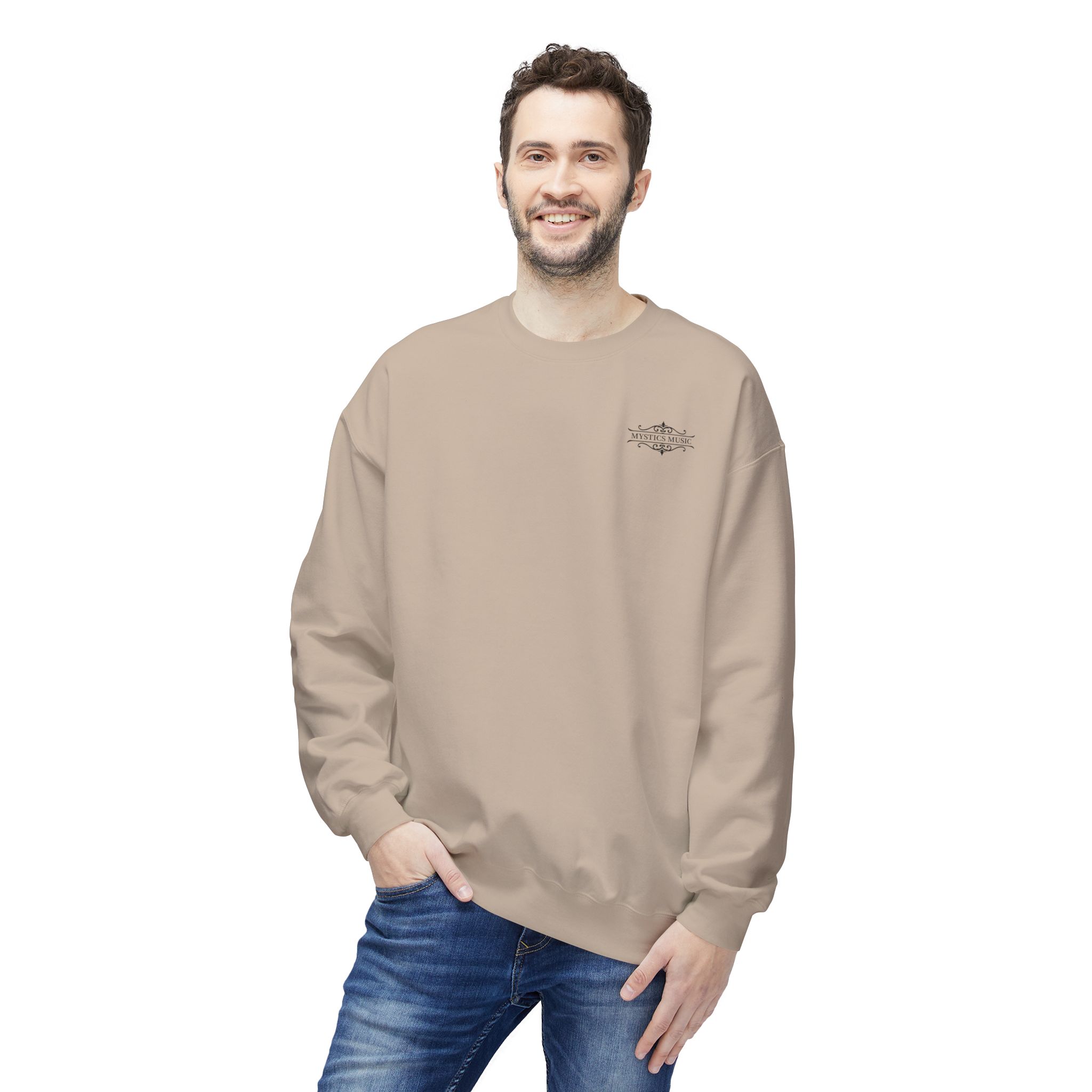 Mystics Music Unisex Midweight Crewneck Sweatshirt (light colors - left chest logo) - Image 3