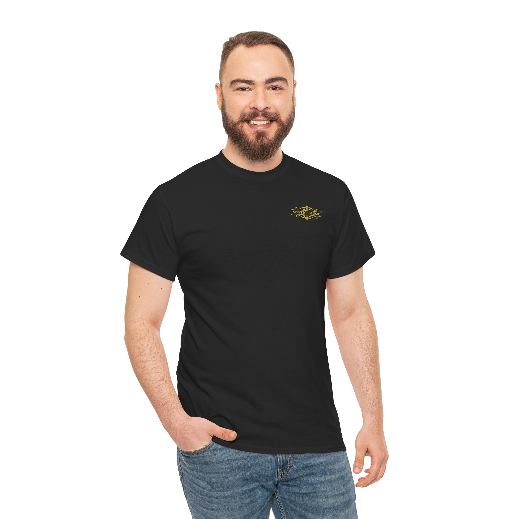 Mystics Music Unisex Heavy Cotton Short Sleeve T-Shirt (dark colors - left chest logo) - Image 8