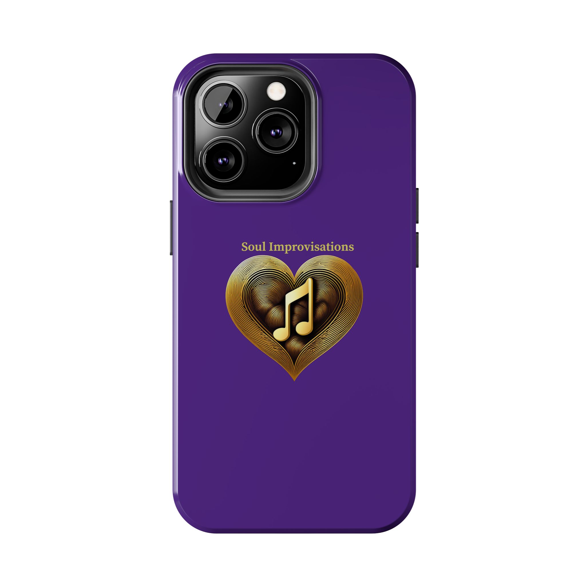 Gold Musical Heart Tough Phone Case - Purple - Image 53