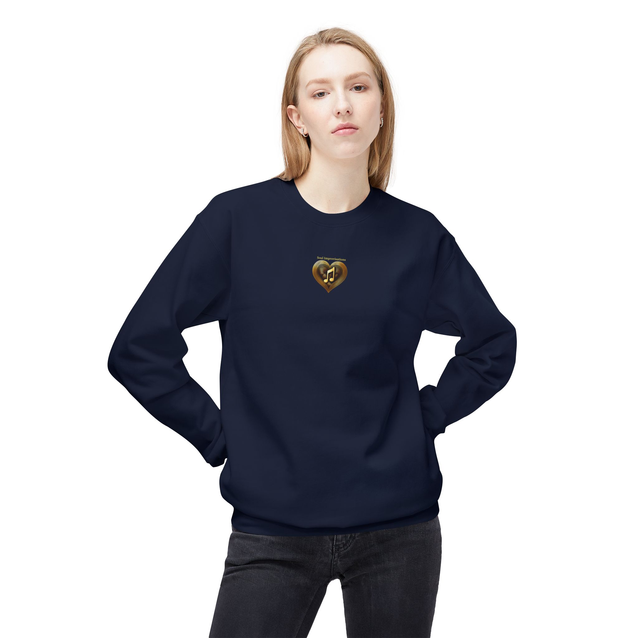 Gold Musical Heart Unisex Midweight Crewneck Sweatshirt - Image 9