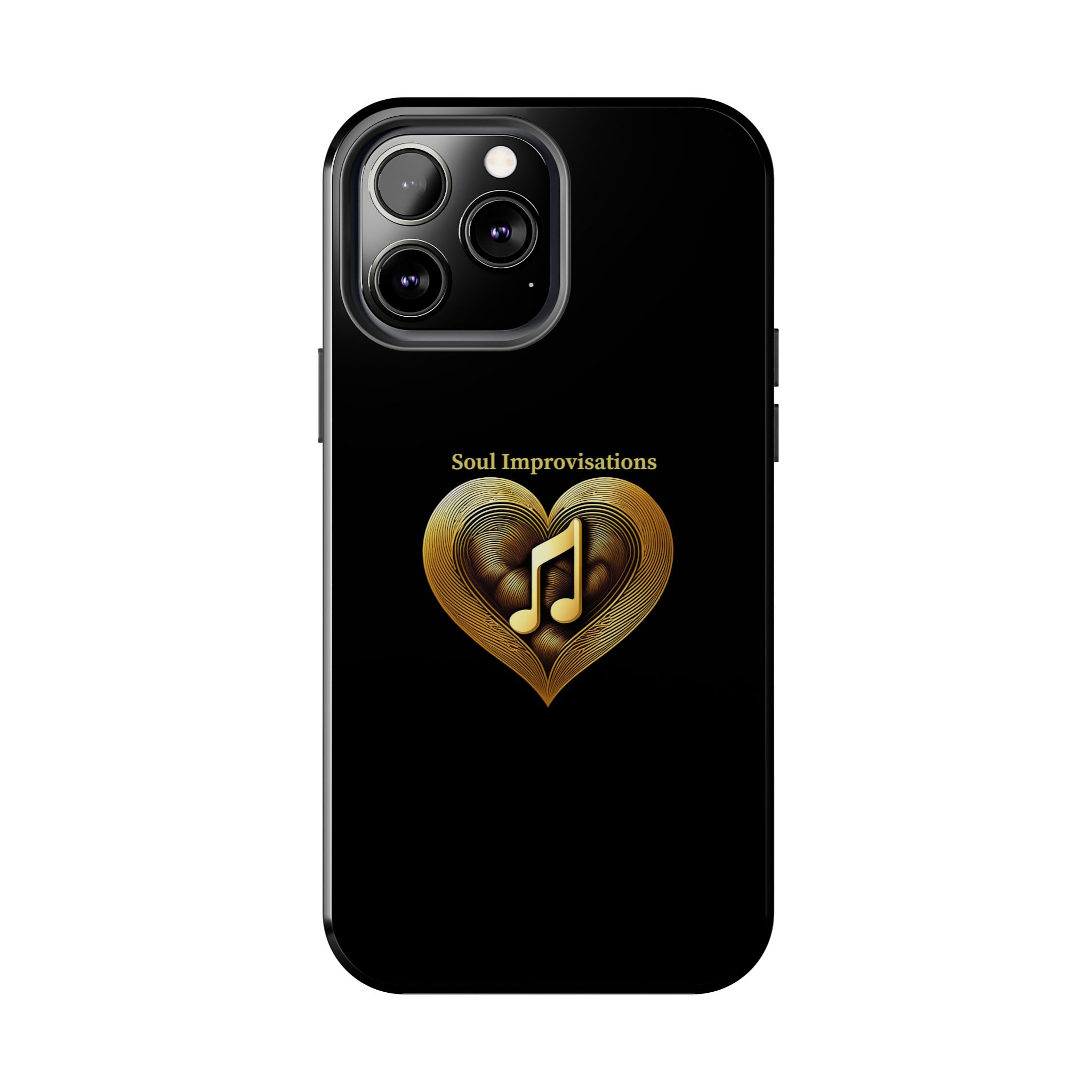 Gold Musical Heart Tough Phone Case - Black - Image 57