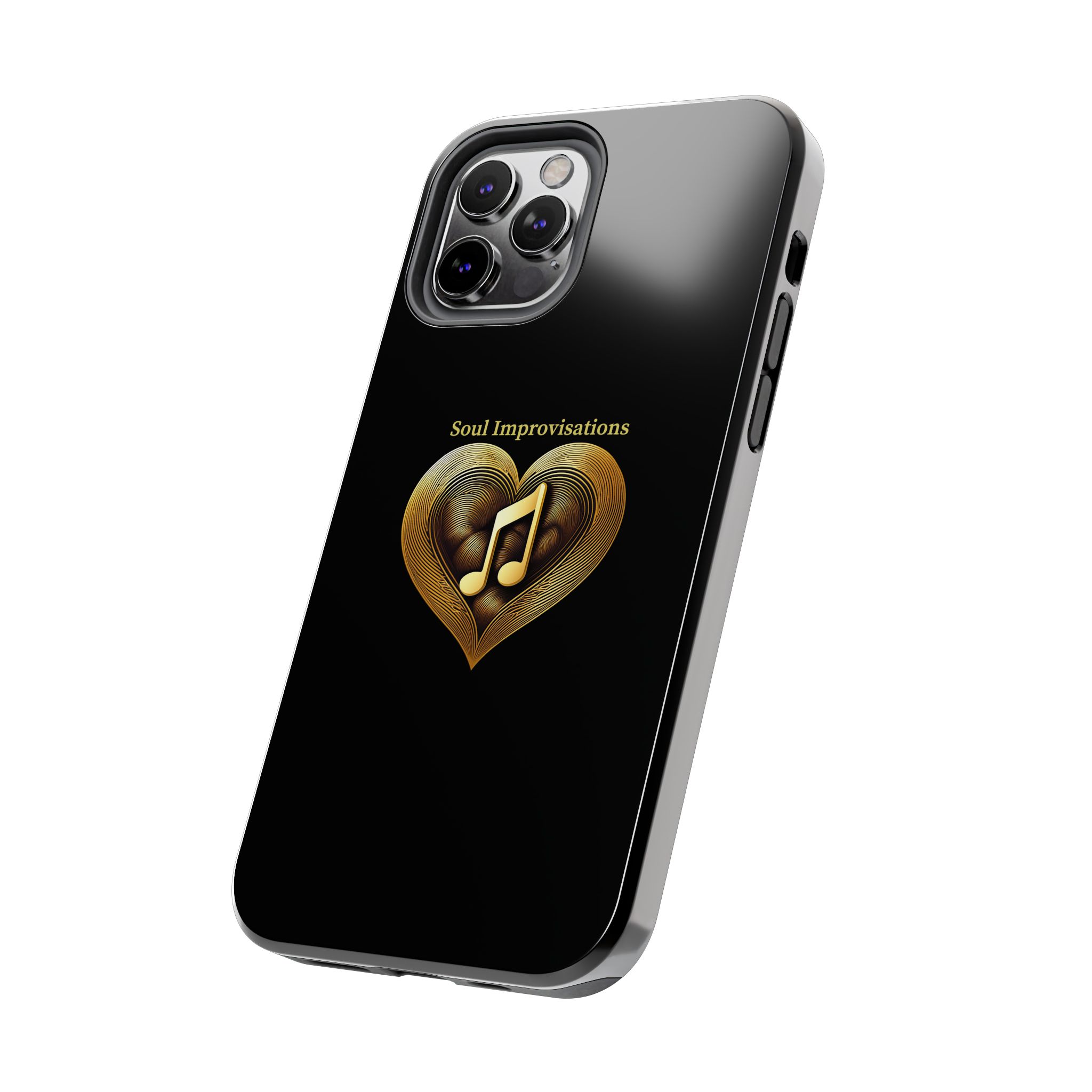 Gold Musical Heart Tough Phone Case - Black - Image 38