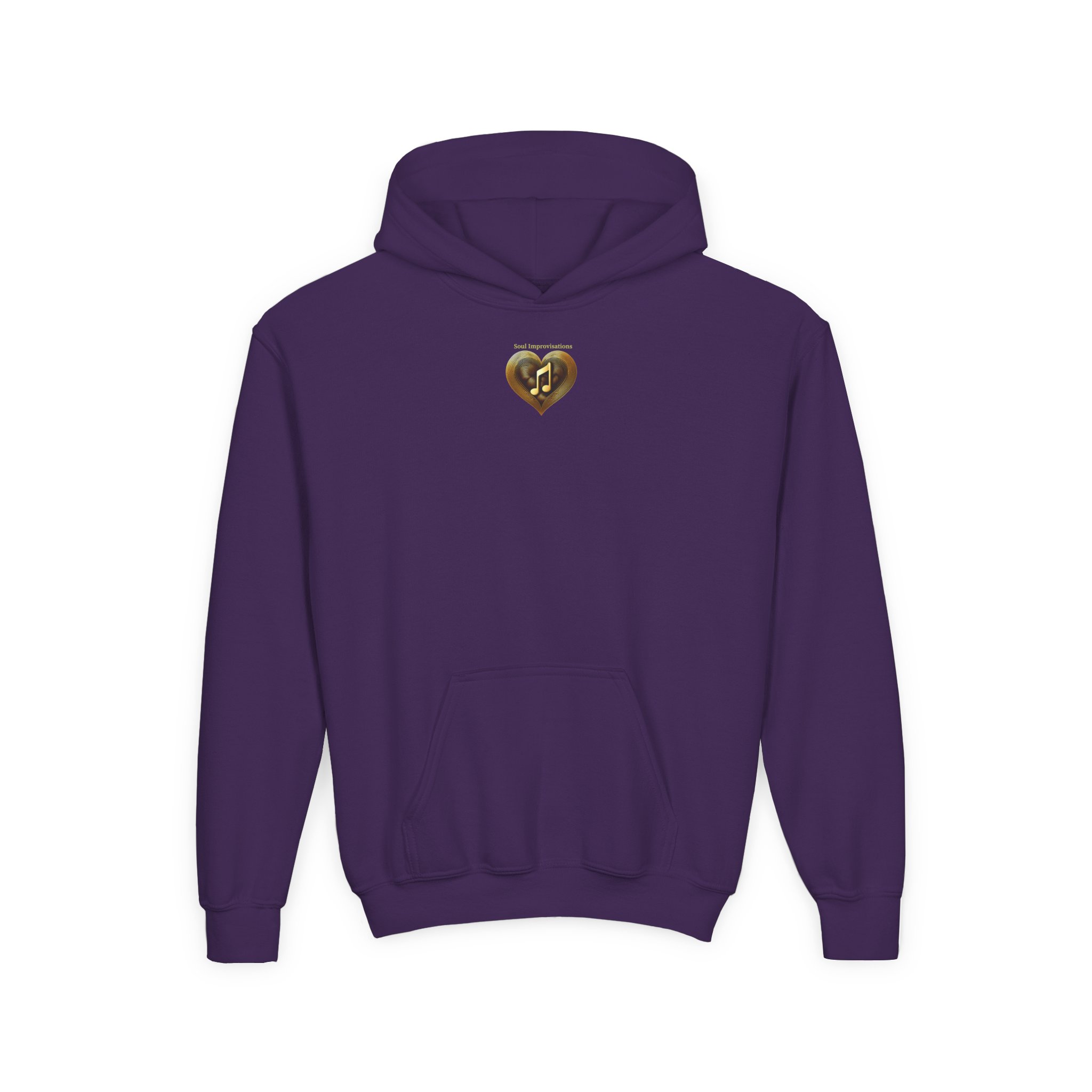 Gold Musical Heart Youth Pullover Hooded Sweatshirt