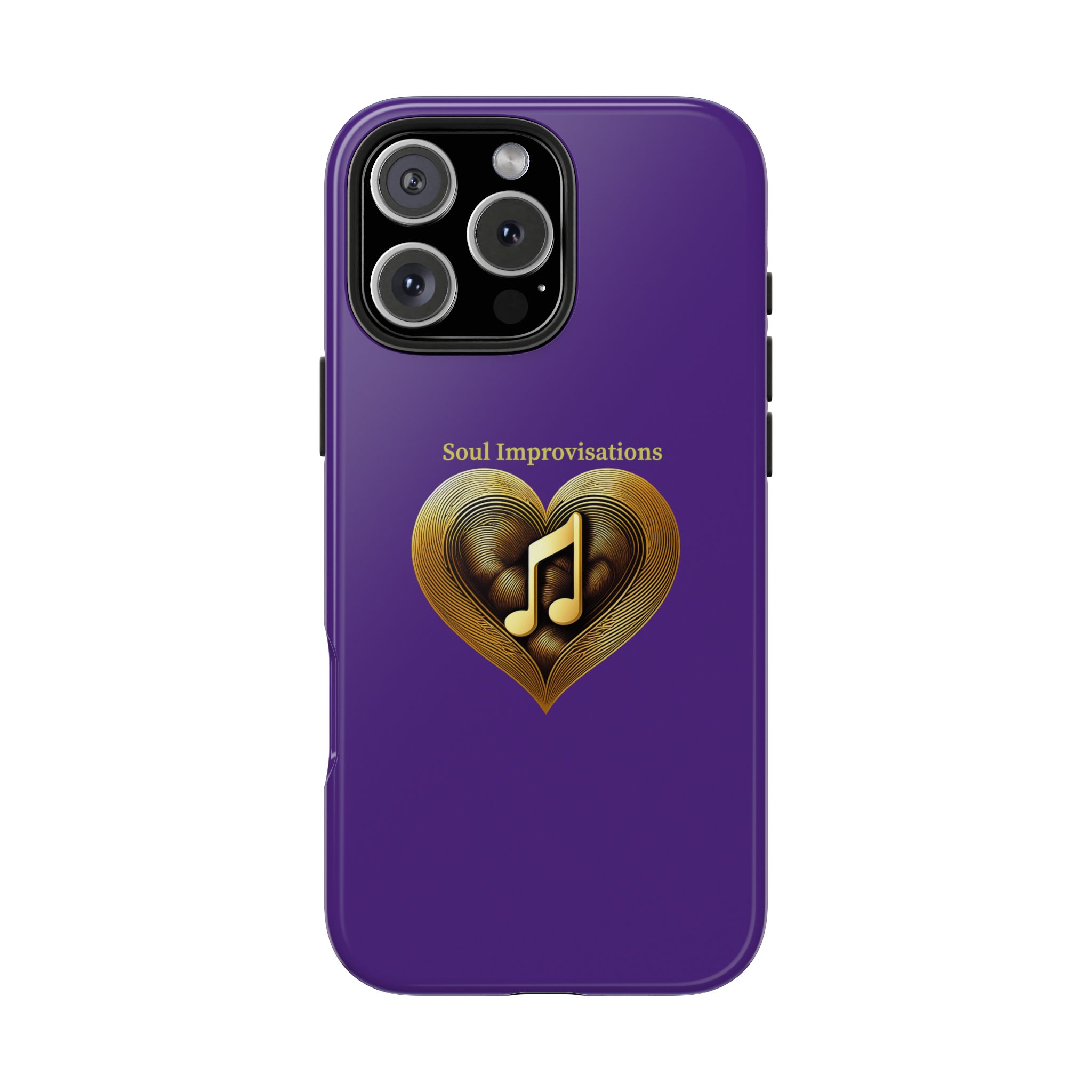 Gold Musical Heart Tough Phone Case - Purple - Image 99