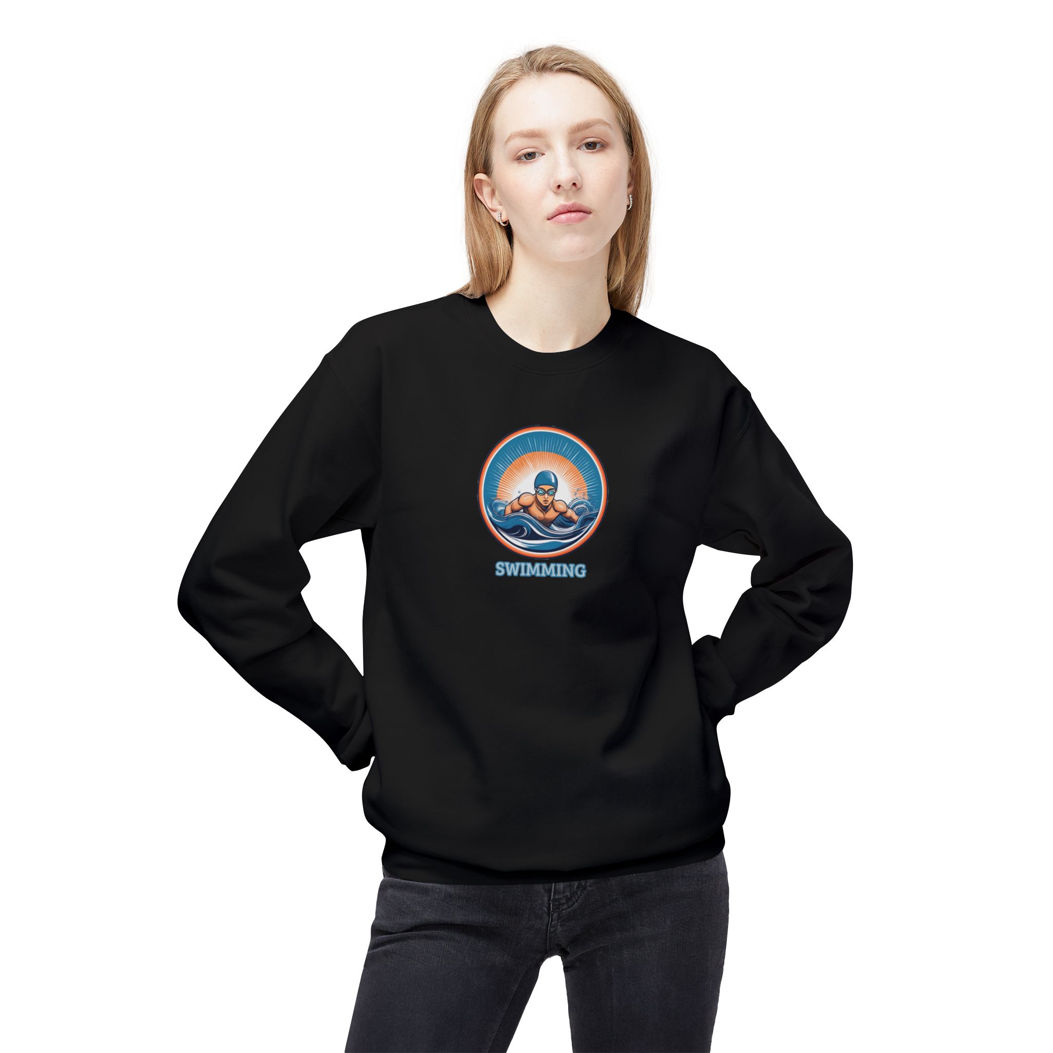 Men's Swimming - Unisex Midweight Crewneck Sweatshirt - Image 2