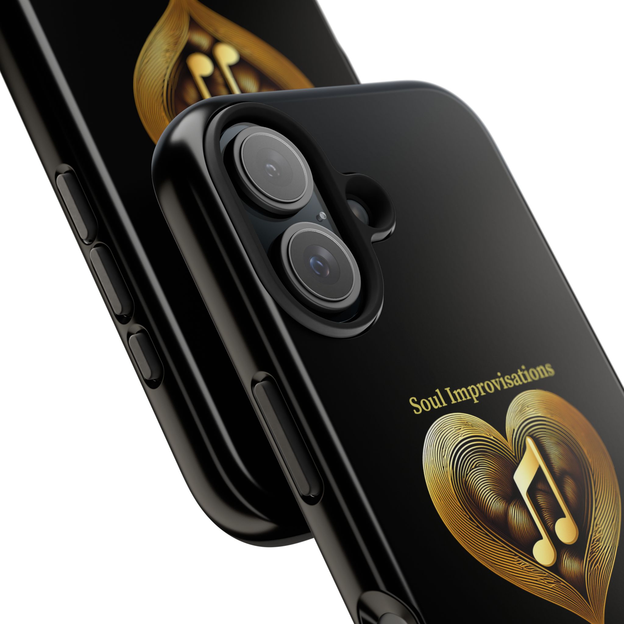 Gold Musical Heart Tough Phone Case - Black - Image 103