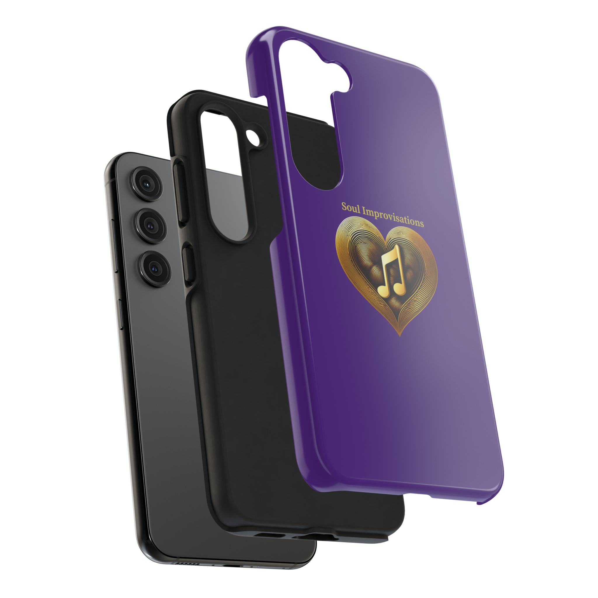 Gold Musical Heart Tough Phone Case - Purple - Image 87