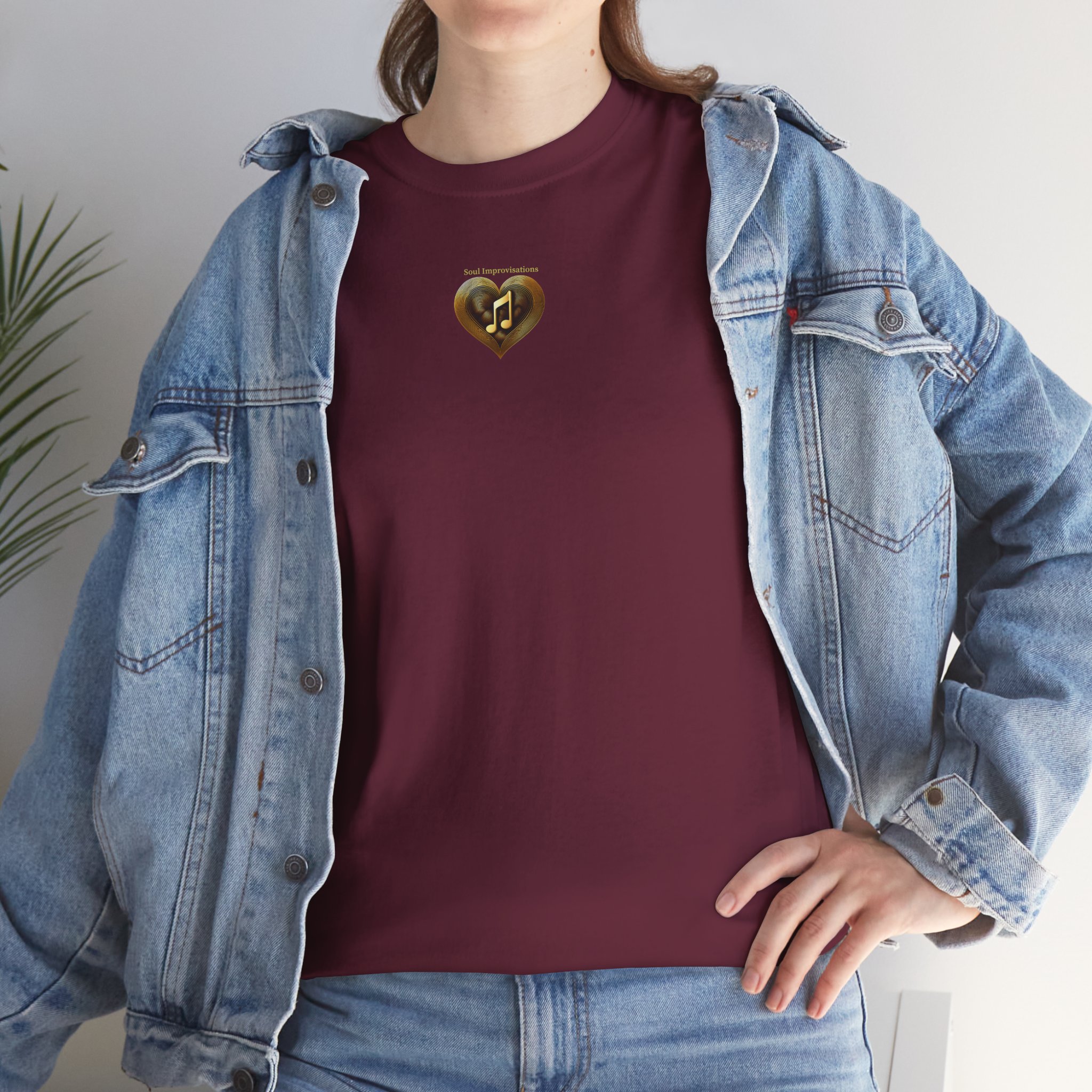 Gold Musical Heart Unisex Heavy Cotton Short Sleeve T-Shirt - Image 13