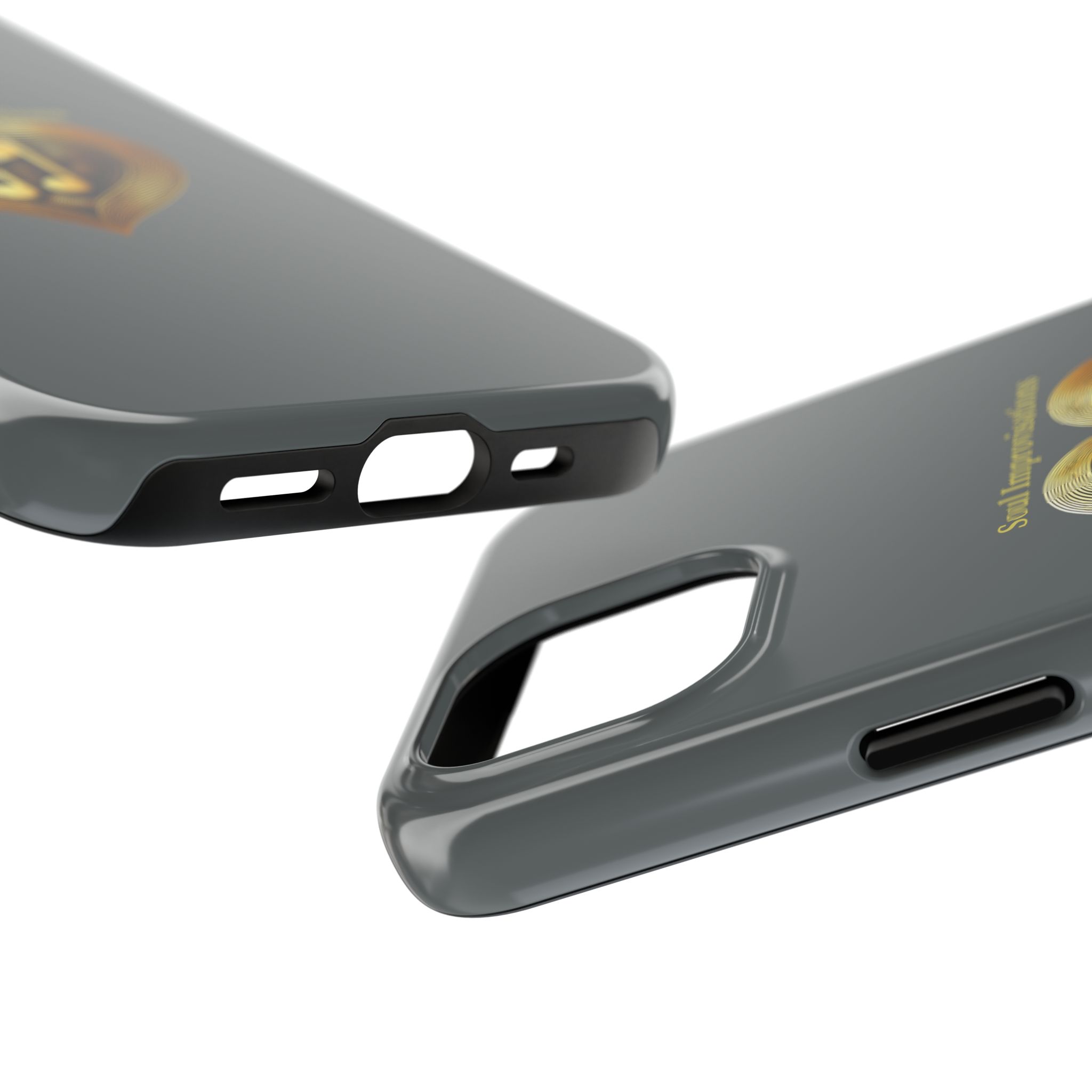 Gold Musical Heart Tough Phone Case - Grey - Image 3