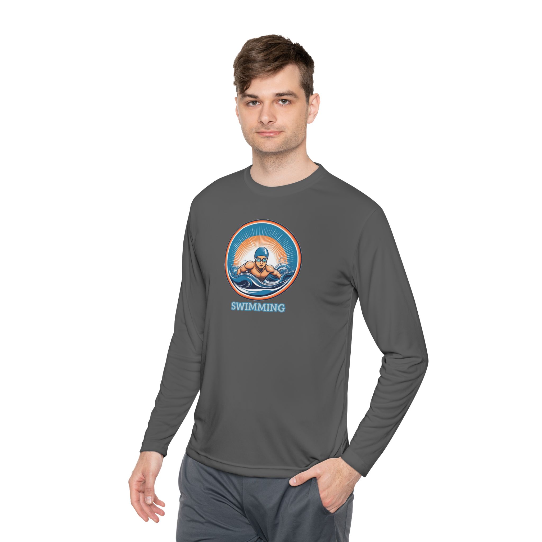 Men's Swimming - Unisex Lightweight Long Sleeve T-Shirt - Image 4