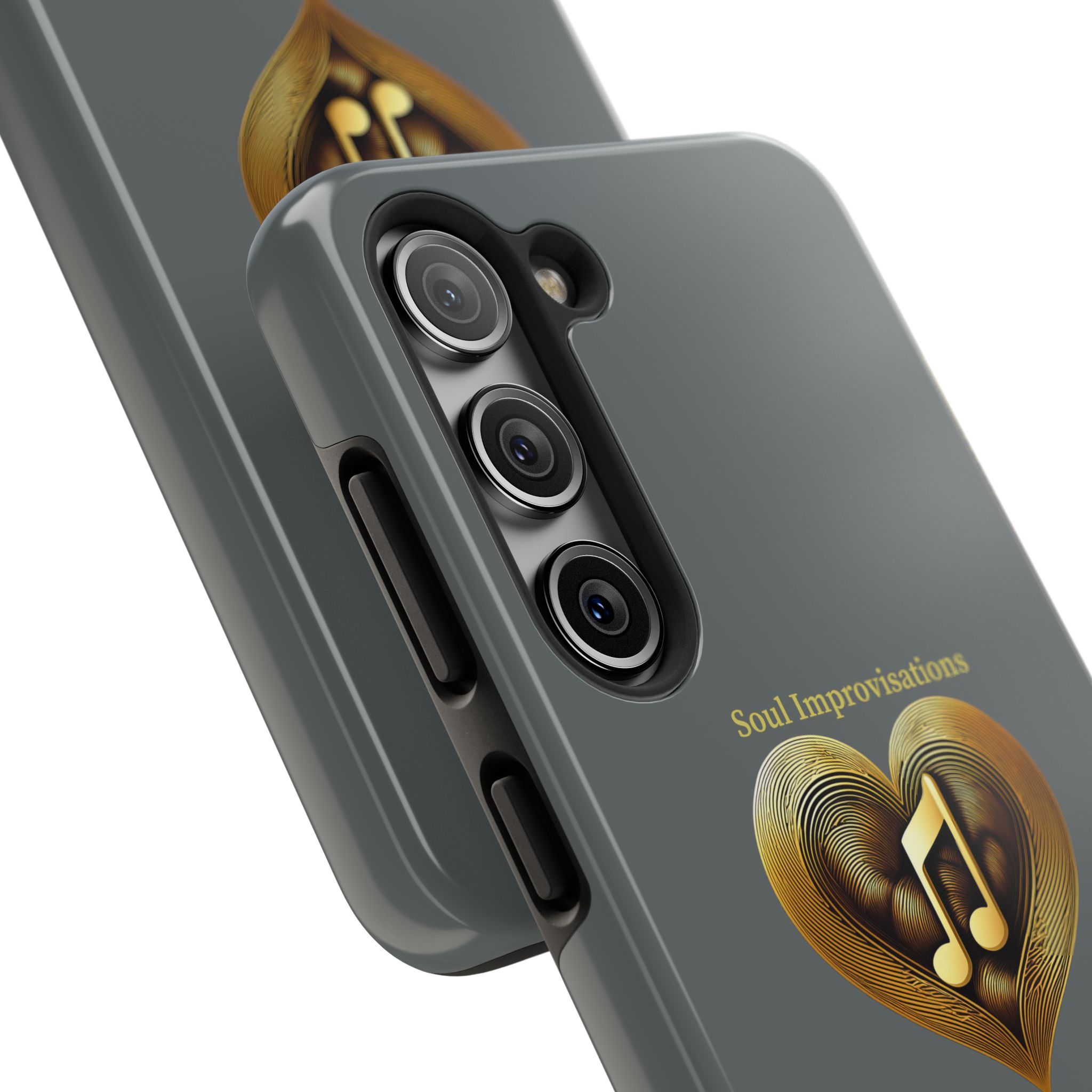 Gold Musical Heart Tough Phone Case - Grey - Image 85