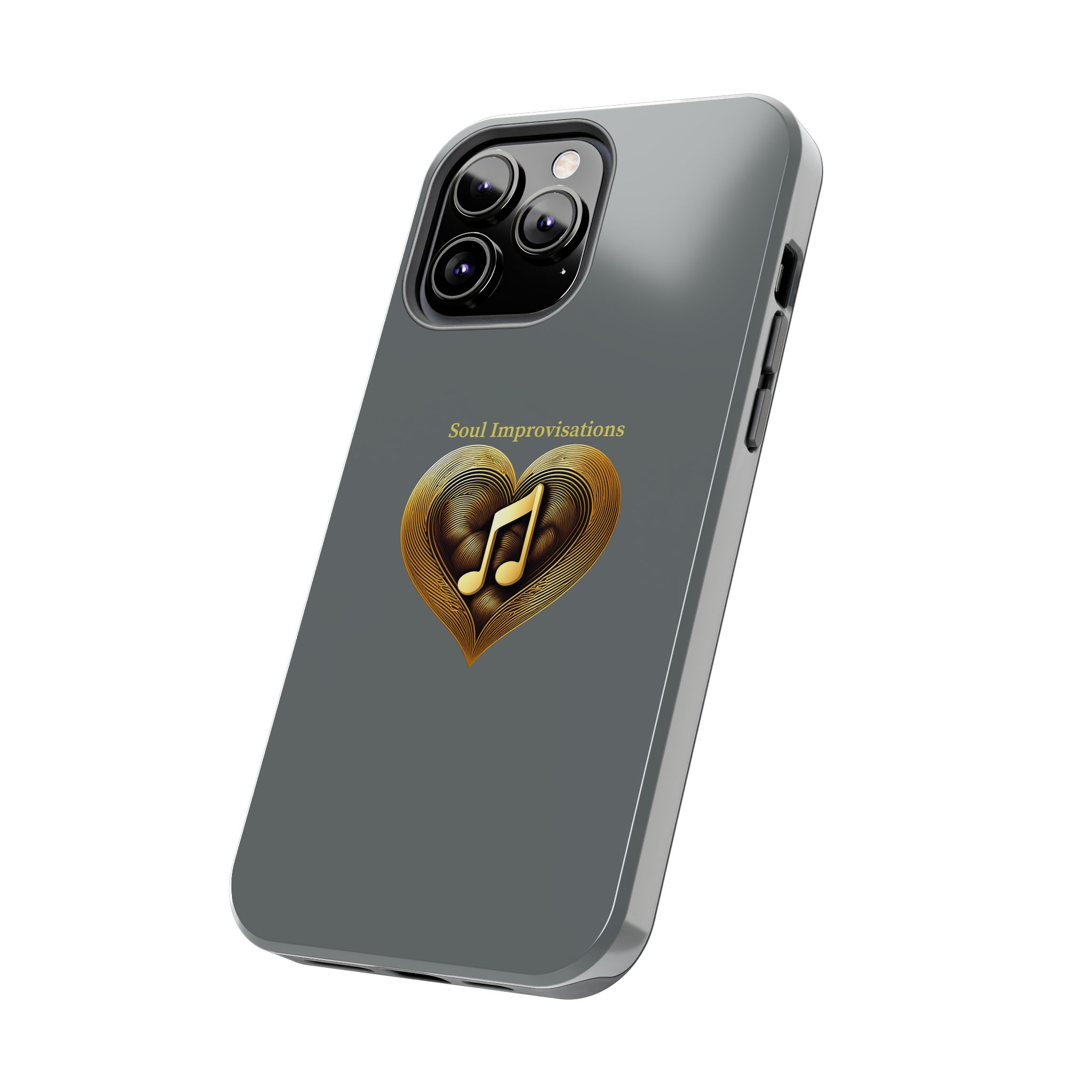 Gold Musical Heart Tough Phone Case - Grey - Image 58