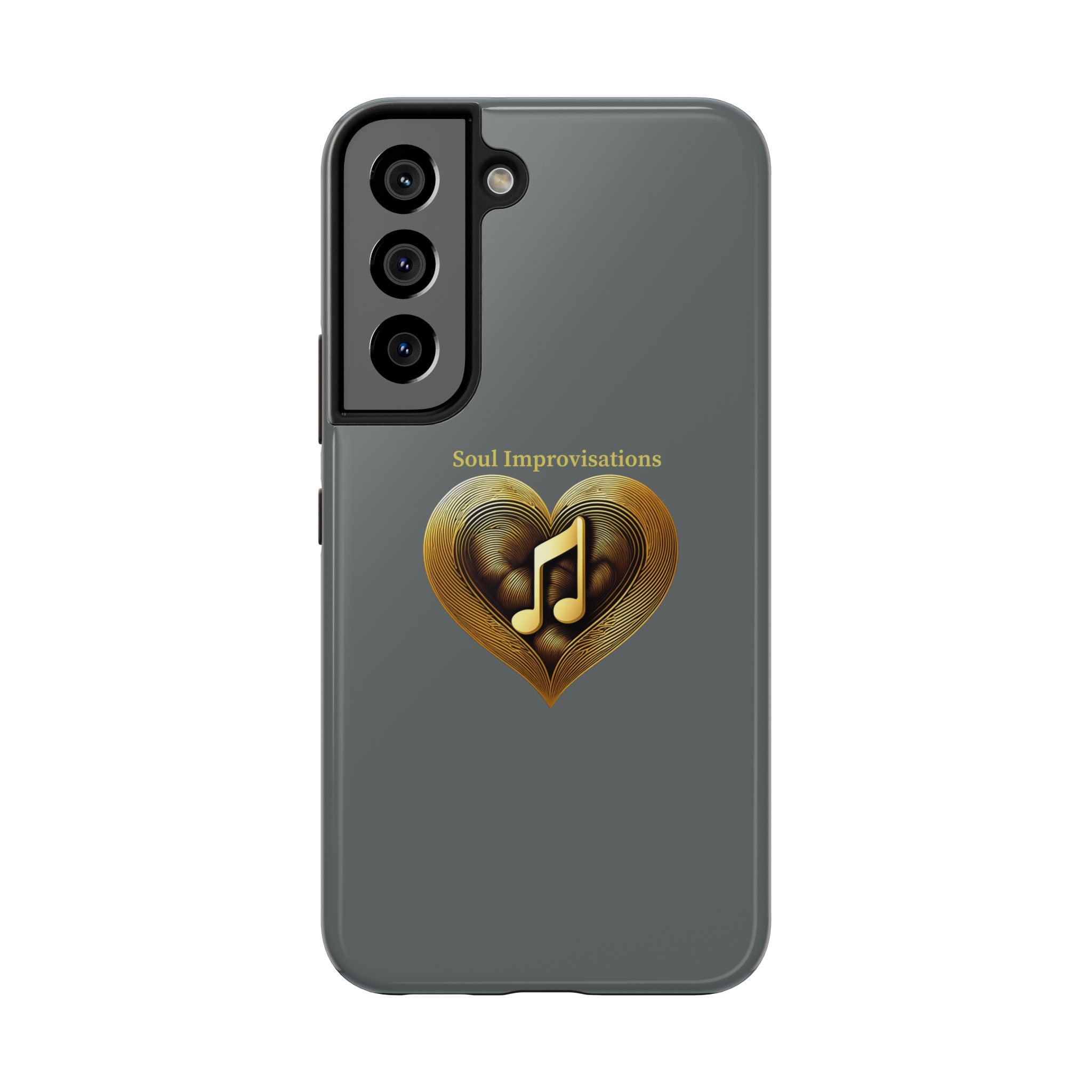 Gold Musical Heart Tough Phone Case - Grey - Image 88