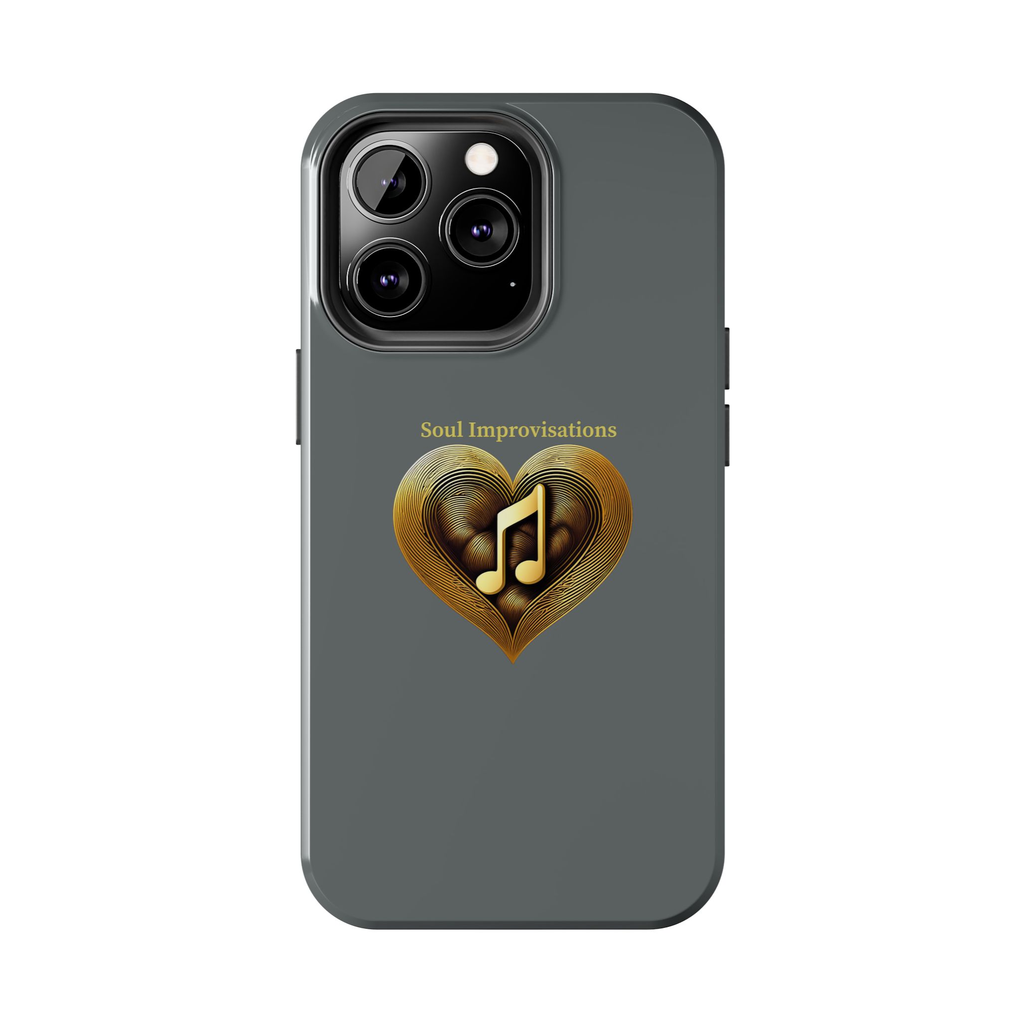 Gold Musical Heart Tough Phone Case - Grey - Image 53