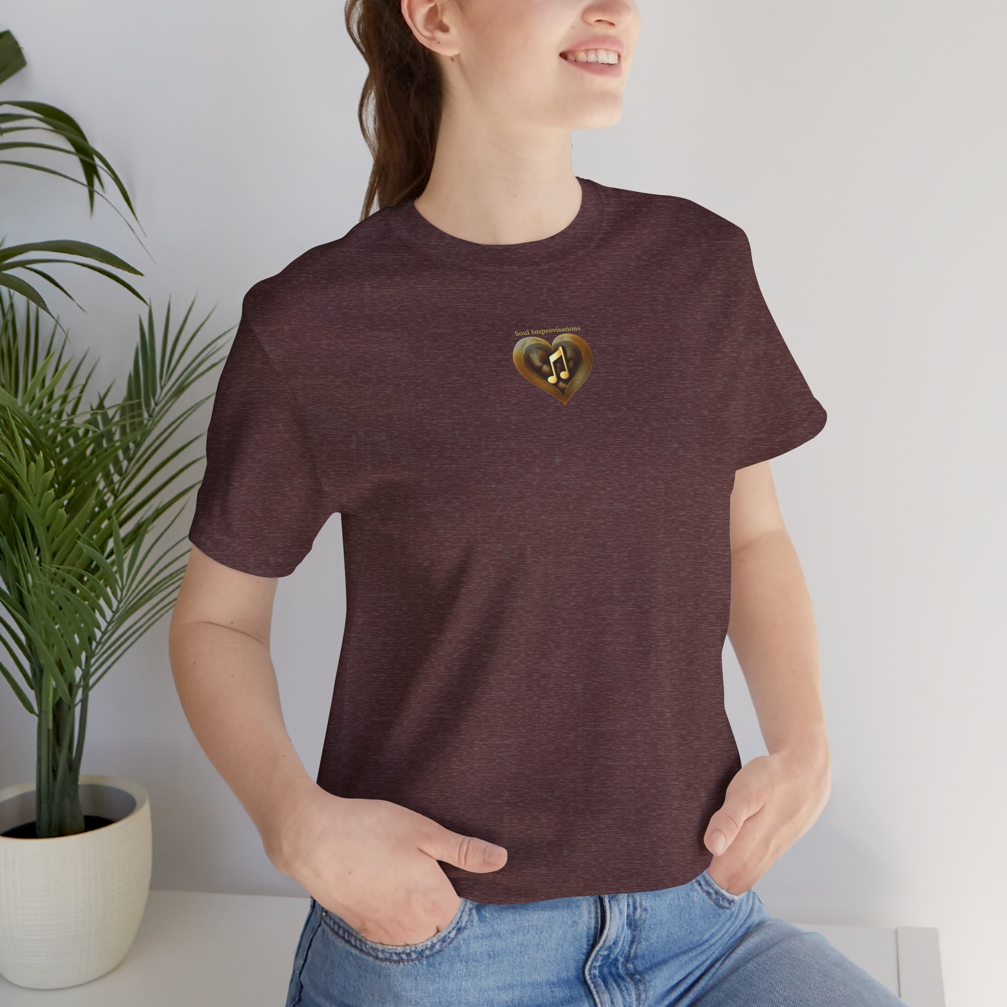 Gold Musical Heart Unisex Jersey Short Sleeve T-Shirt - Image 45