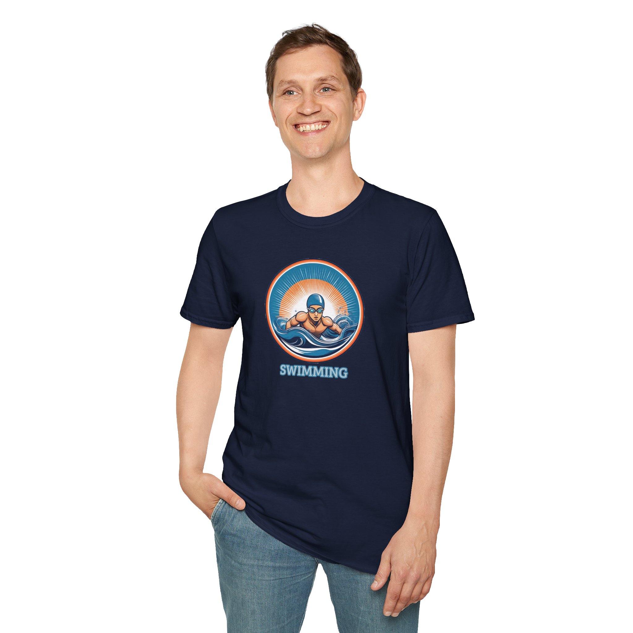 Men's Swimming - Unisex Softstyle Short Sleeve T-Shirt - Image 8