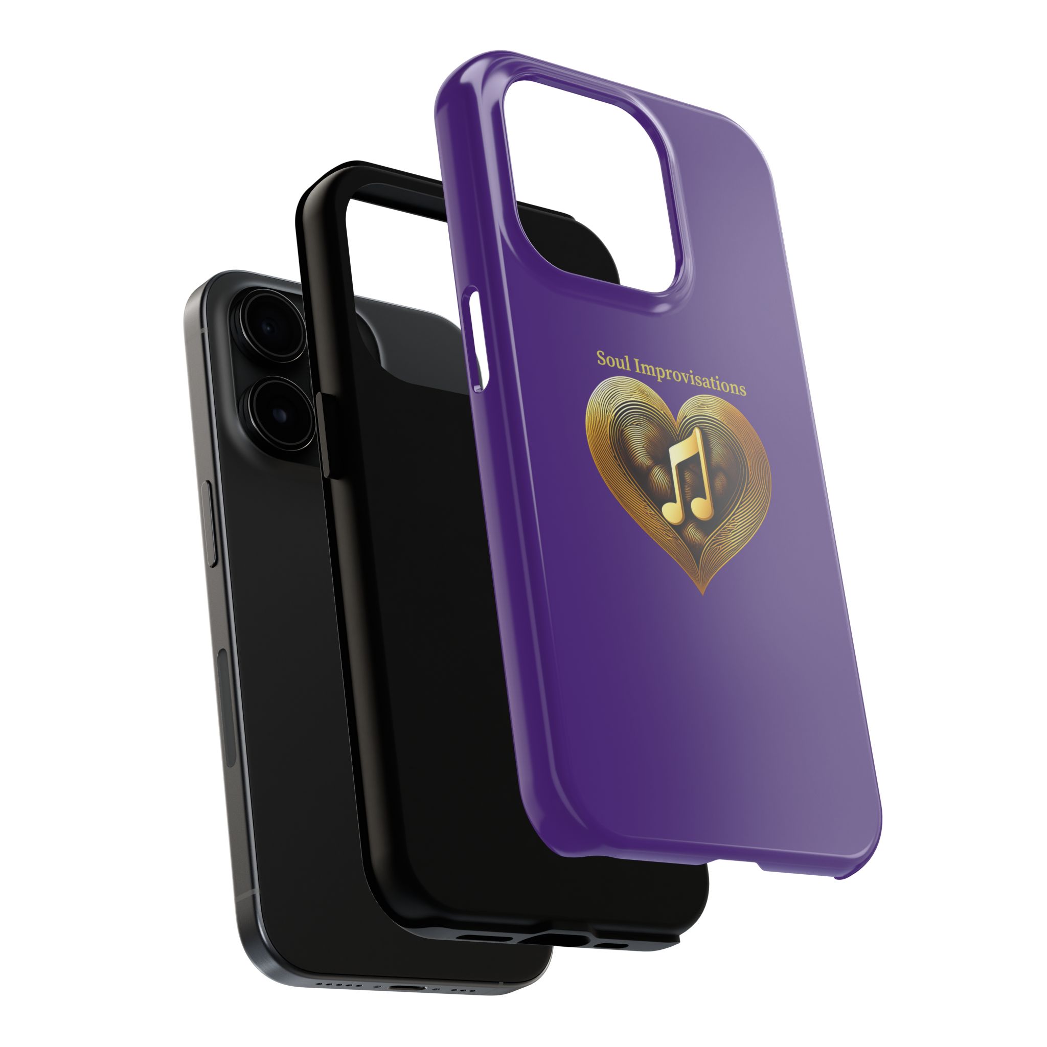 Gold Musical Heart Tough Phone Case - Purple - Image 71