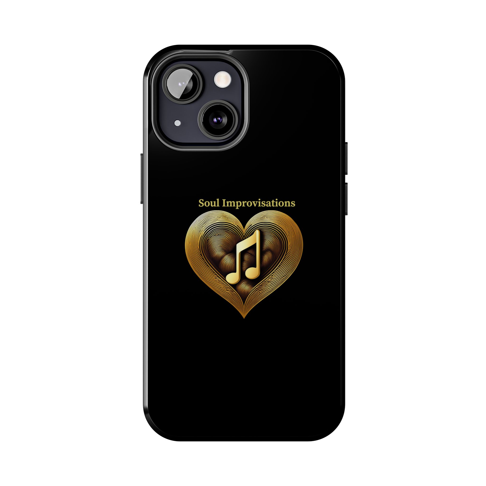 Gold Musical Heart Tough Phone Case - Black - Image 49