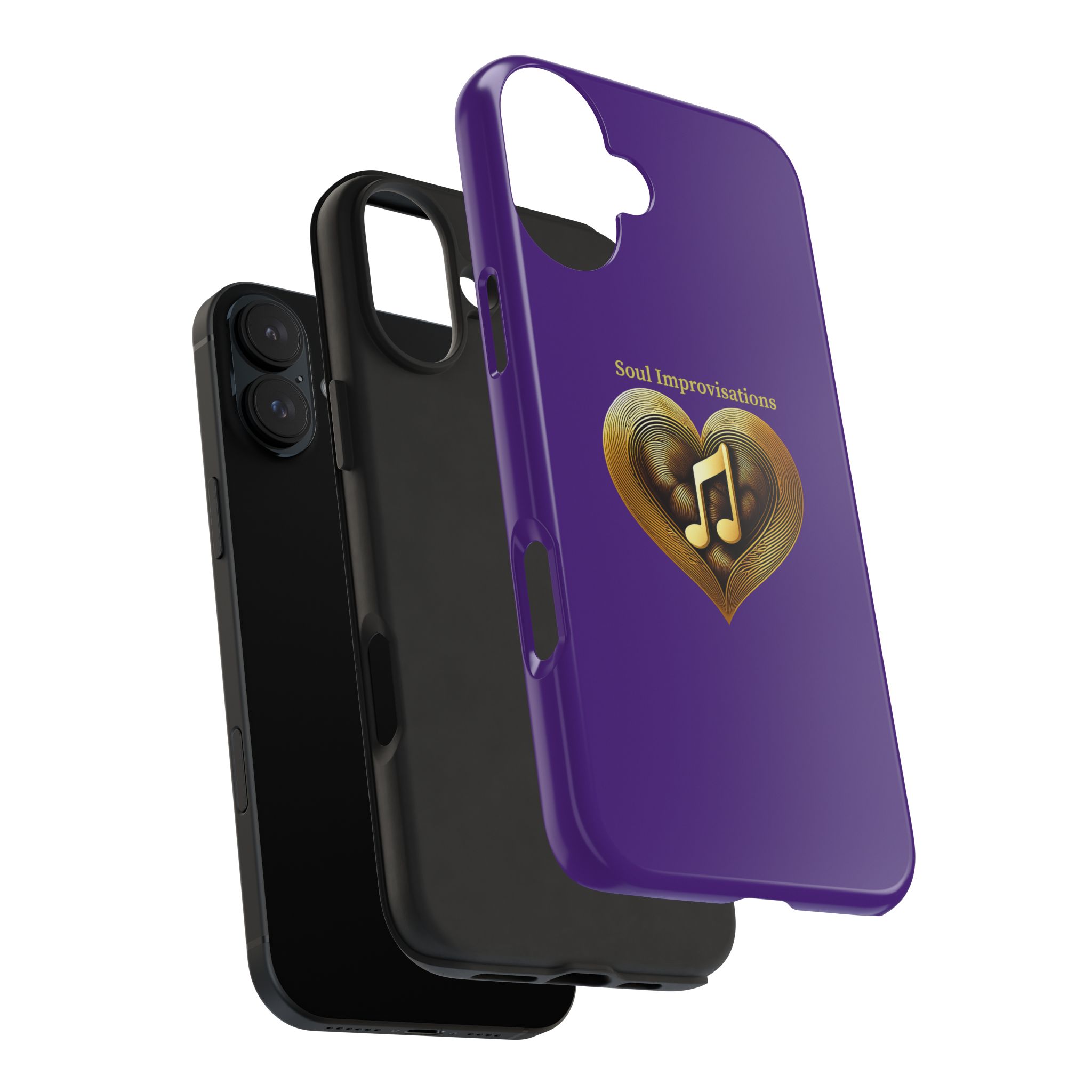 Gold Musical Heart Tough Phone Case - Purple - Image 107