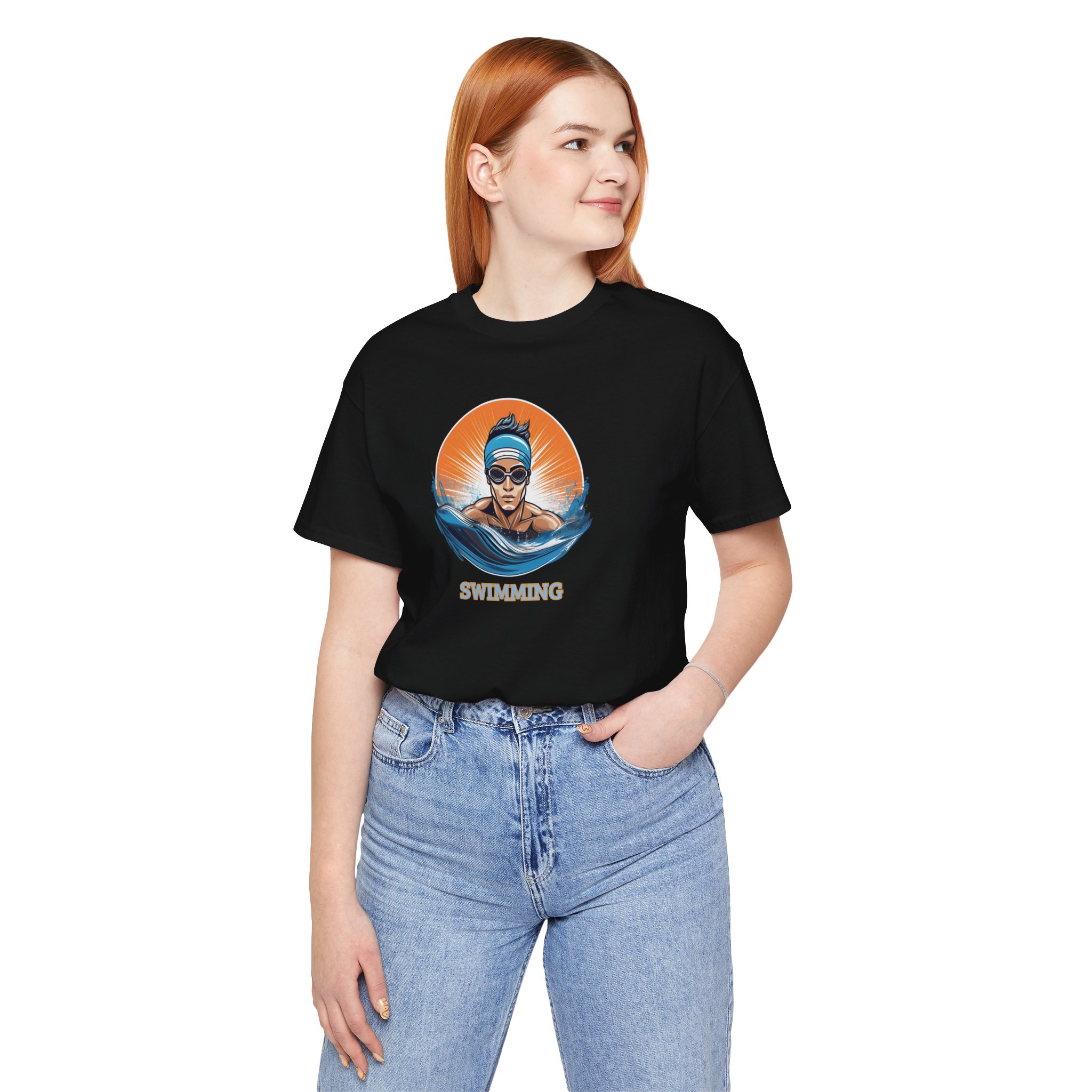 Women's Swimming - Unisex Jersey Short Sleeve T-Shirt - Image 3