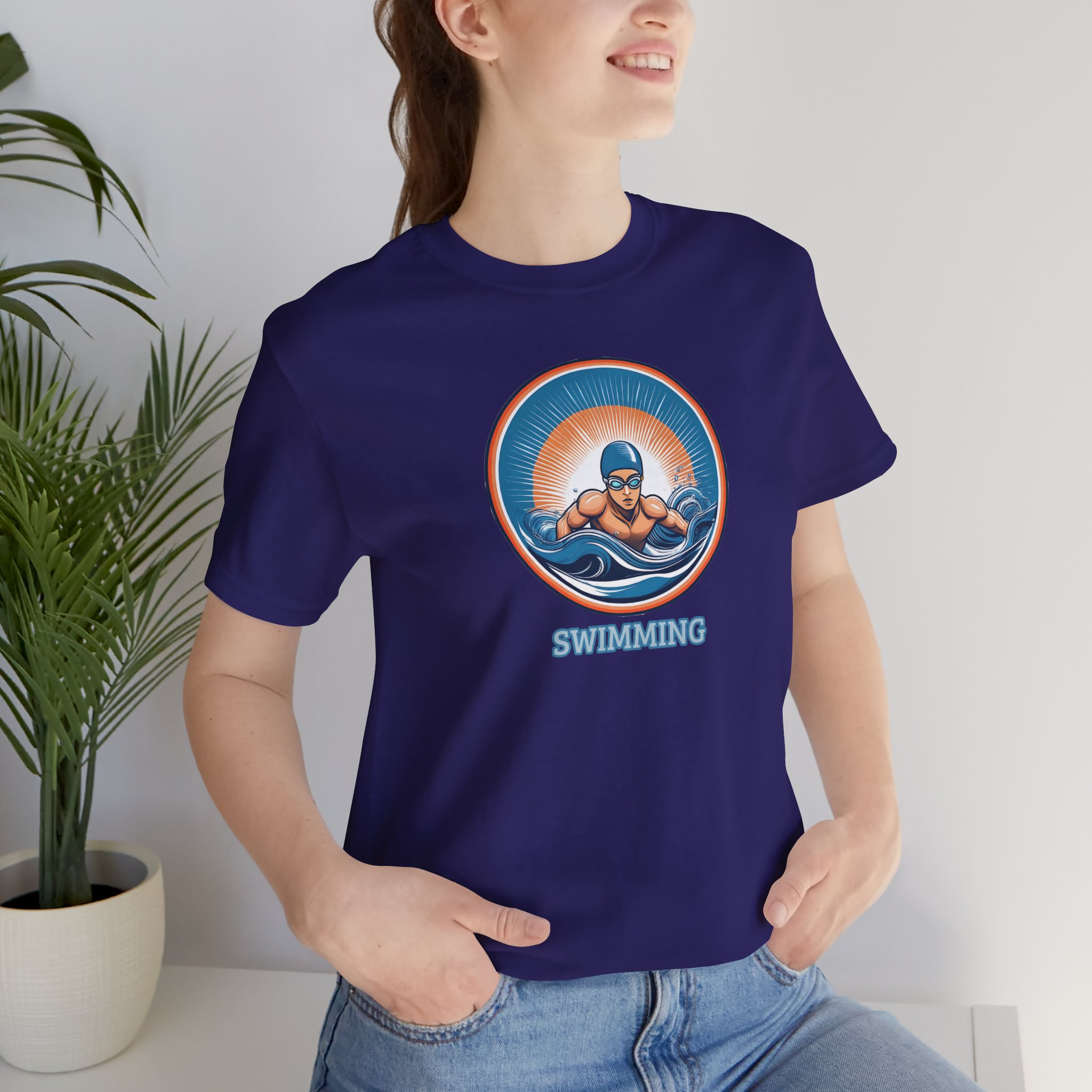 Men's Swimming - Unisex Jersey Short Sleeve T-Shirt - Image 2