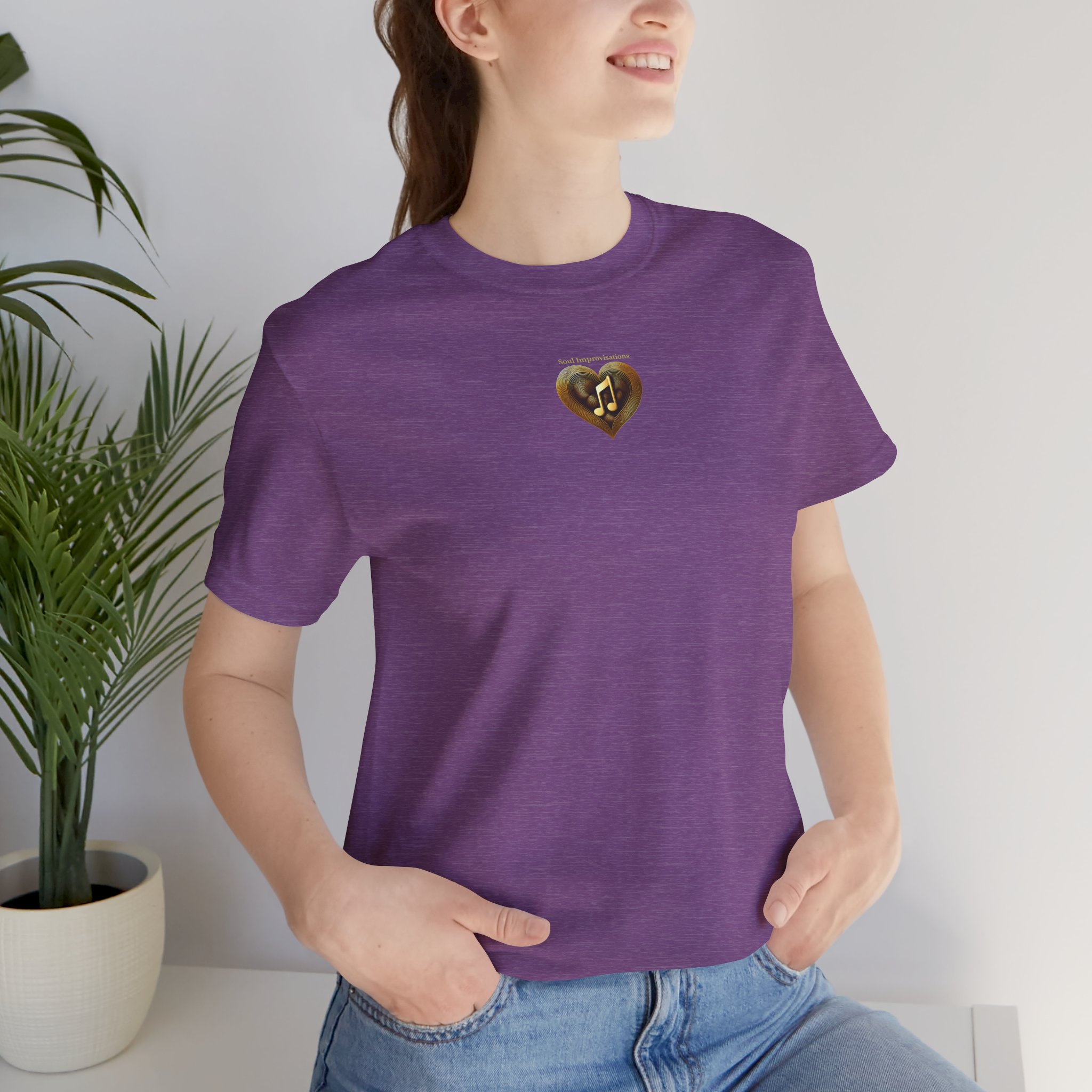 Gold Musical Heart Unisex Jersey Short Sleeve T-Shirt - Image 37
