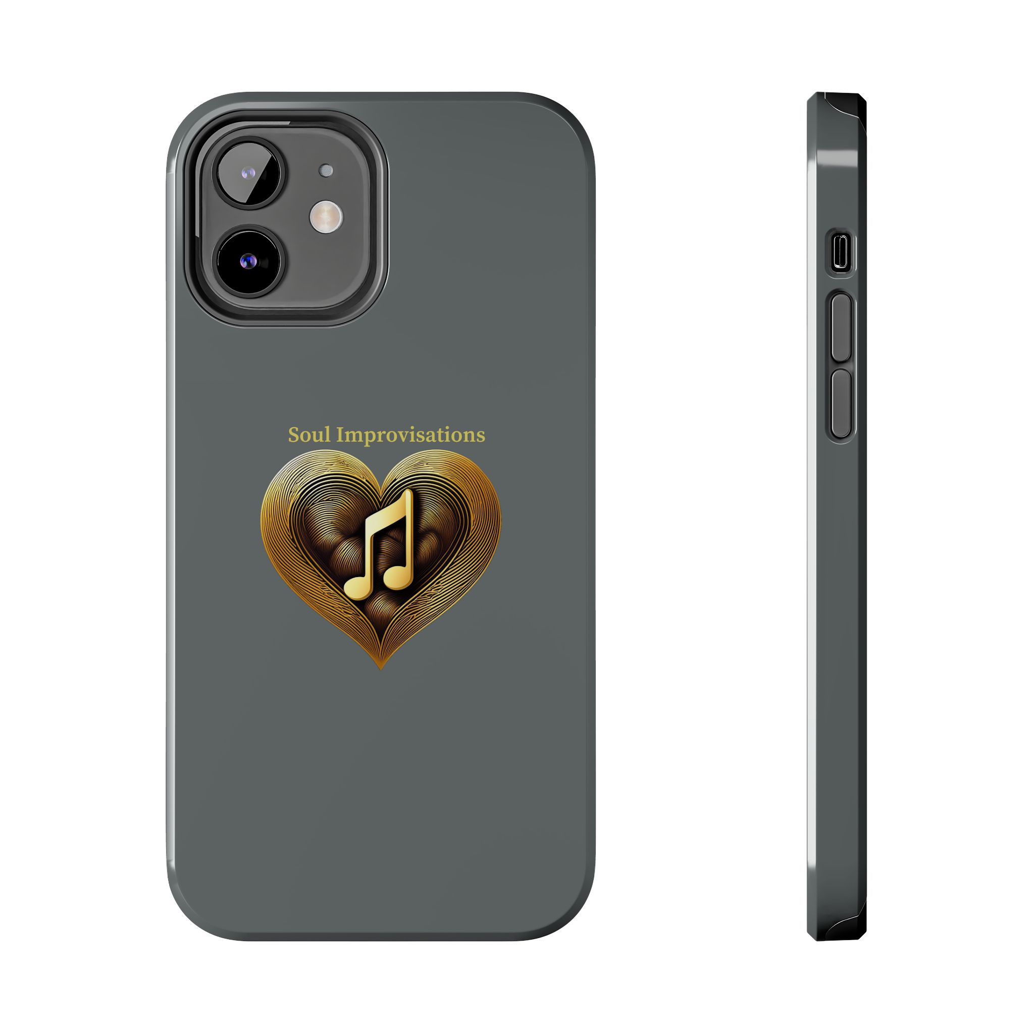 Gold Musical Heart Tough Phone Case - Grey - Image 28