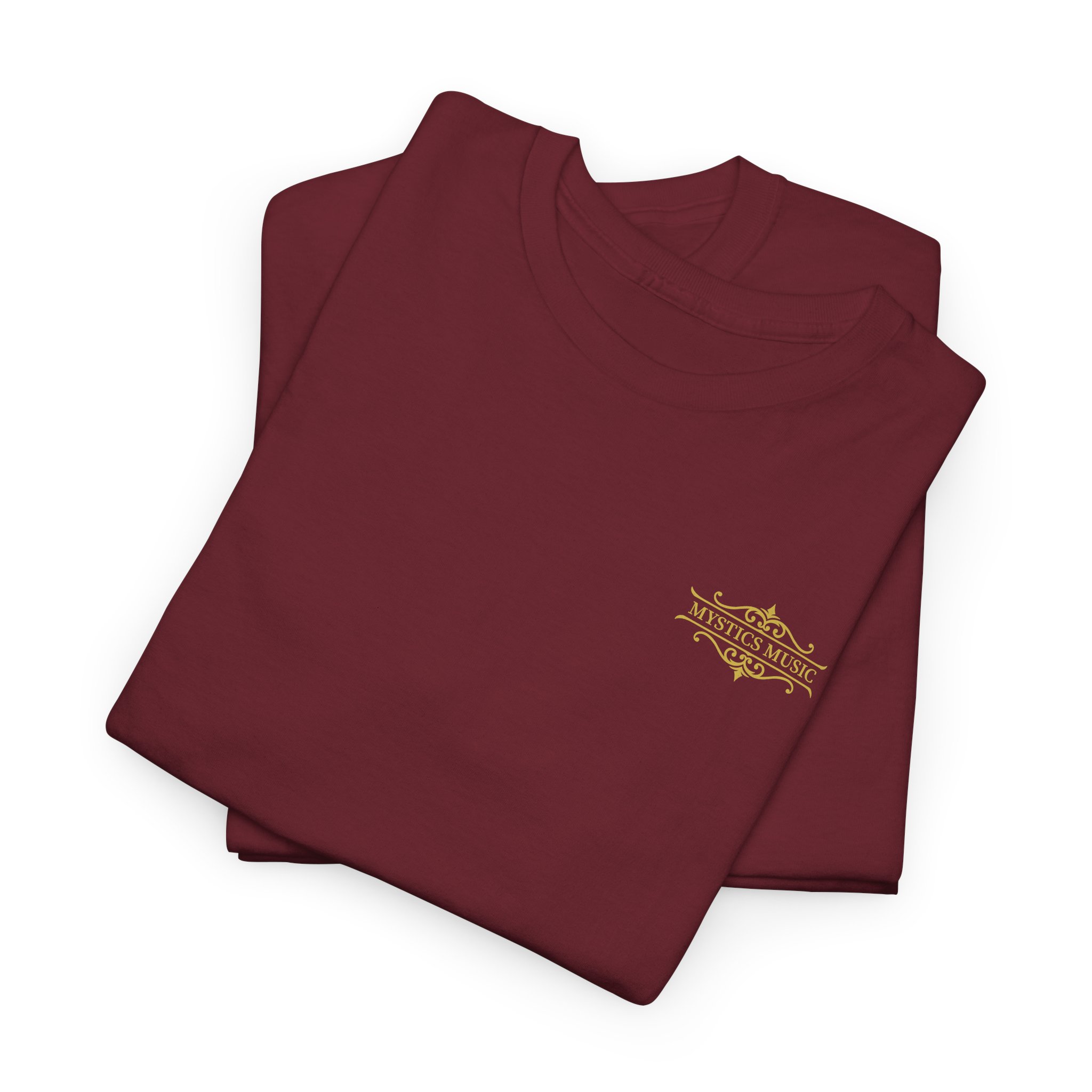 Mystics Music Unisex Heavy Cotton Short Sleeve T-Shirt (dark colors - left chest logo) - Image 2
