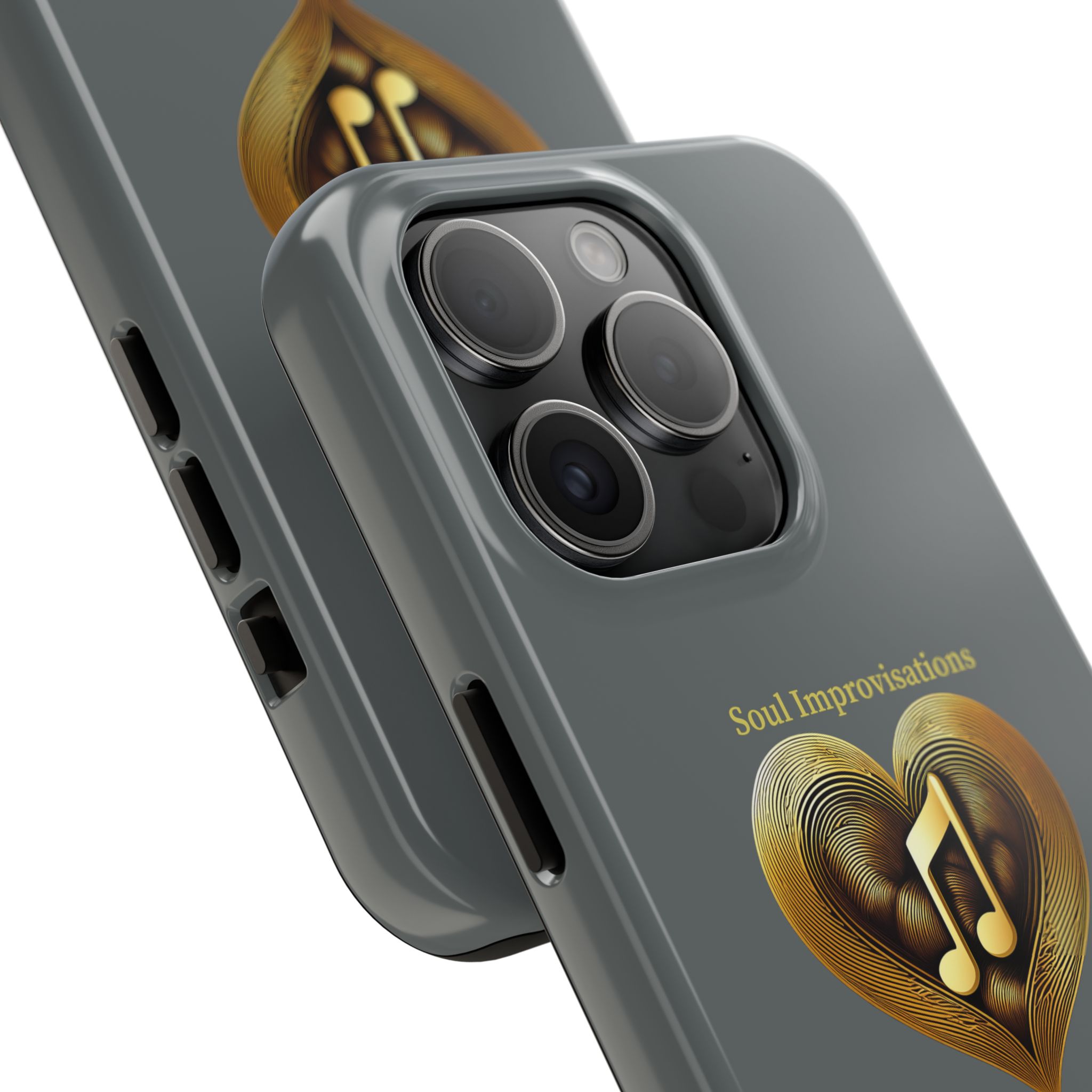 Gold Musical Heart Tough Phone Case - Grey - Image 69